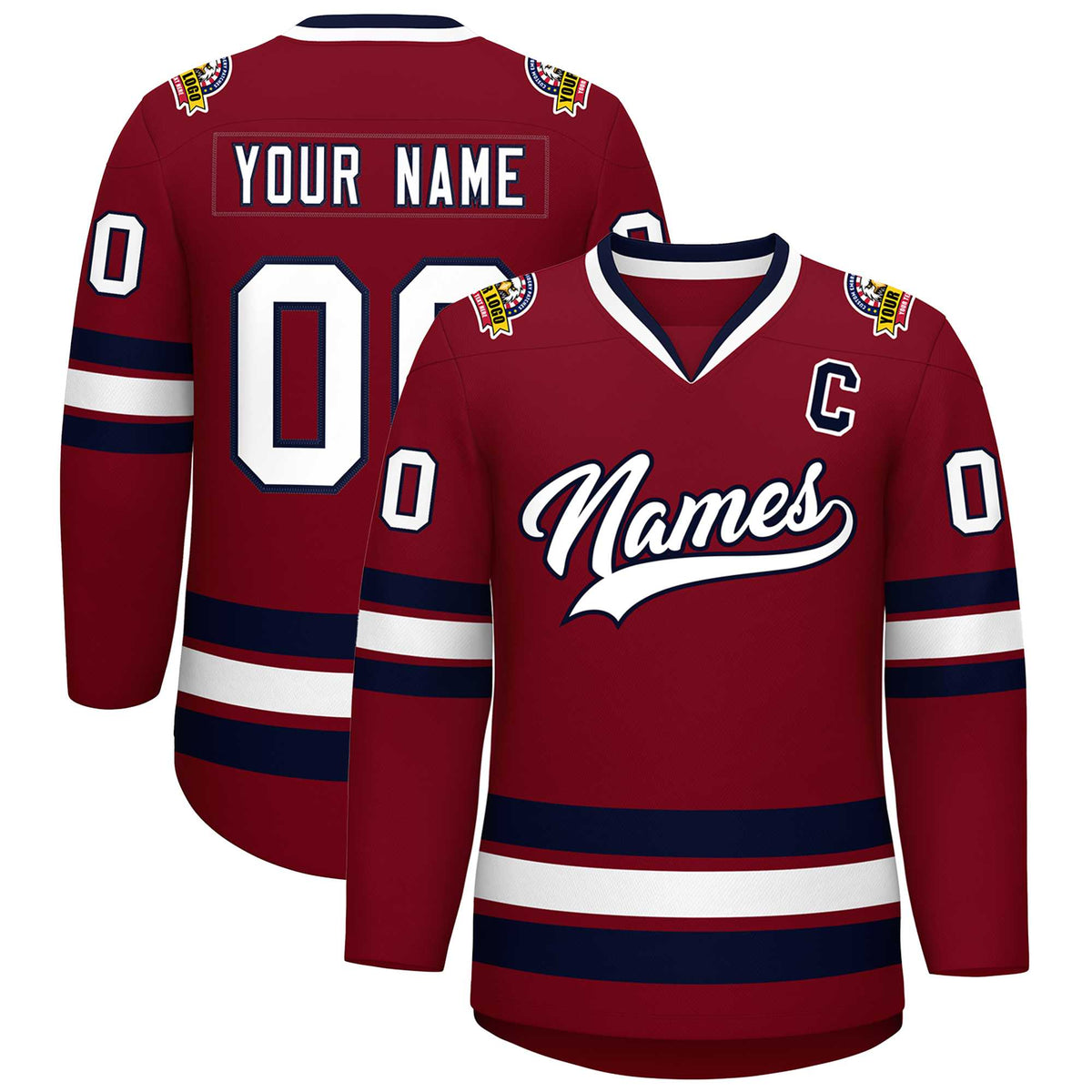 Custom Crimson White-Navy Classic Style Hockey Jersey | KXKSHOP