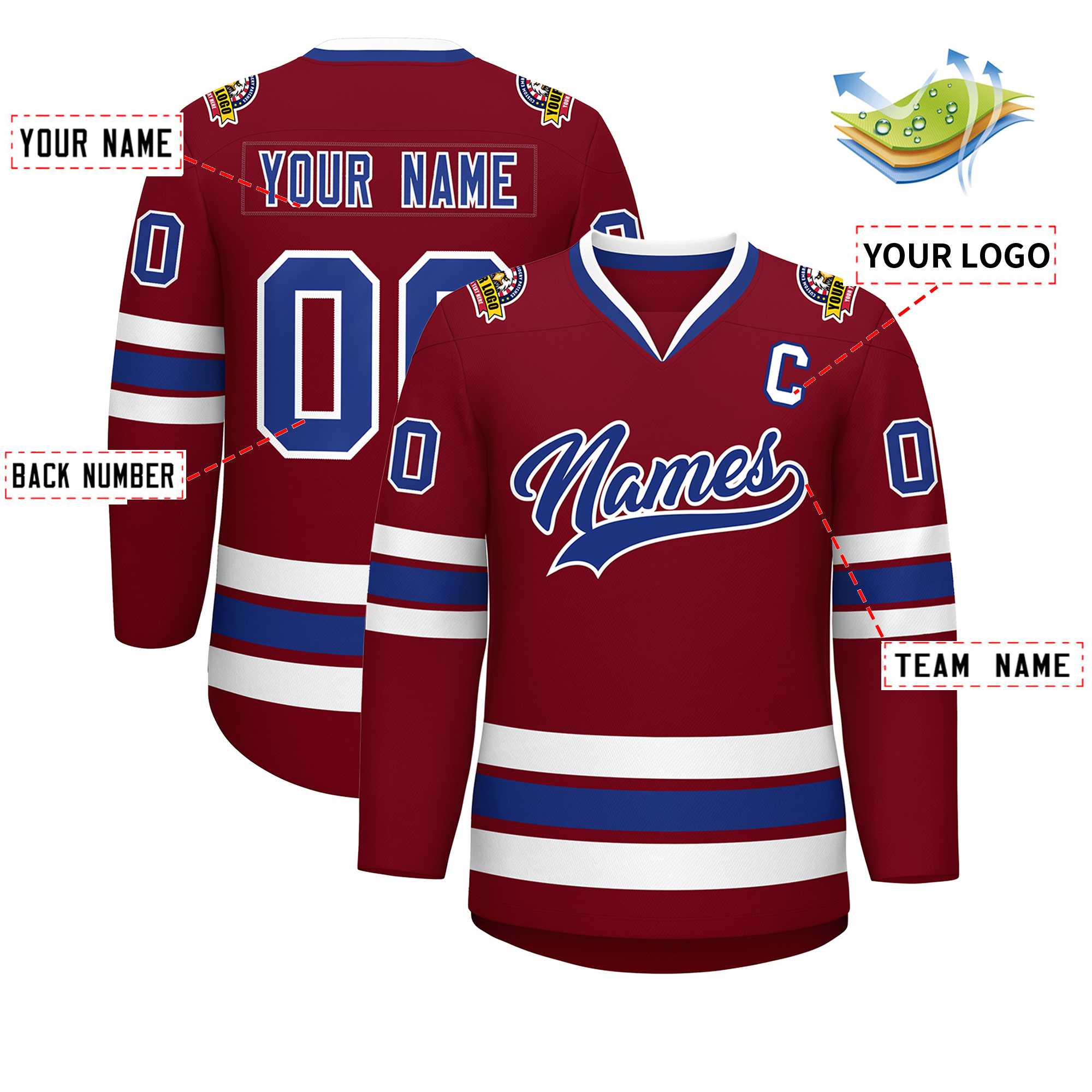 Custom Crimson Royal-White Classic Style Hockey Jersey | KXKSHOP