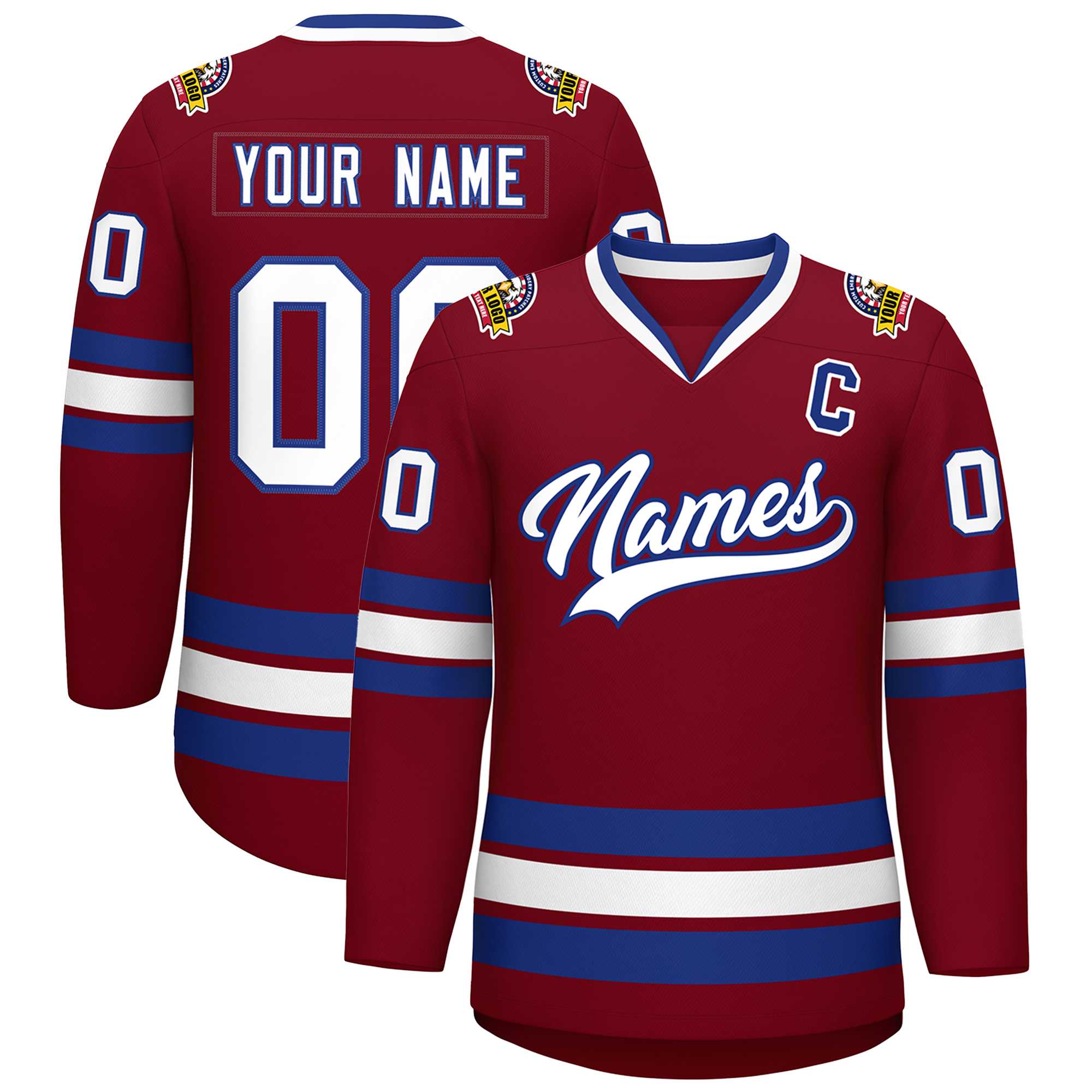 Custom Crimson White-Royal Classic Style Hockey Jersey | KXKSHOP