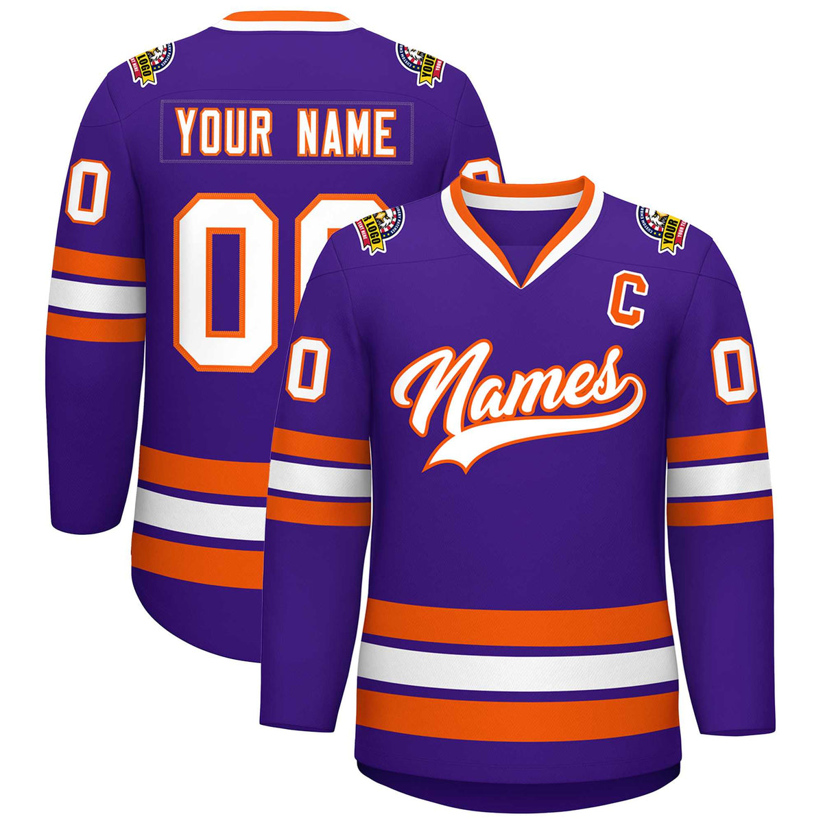 Custom Purple White-Orange Classic Style Hockey Jersey | KXKSHOP