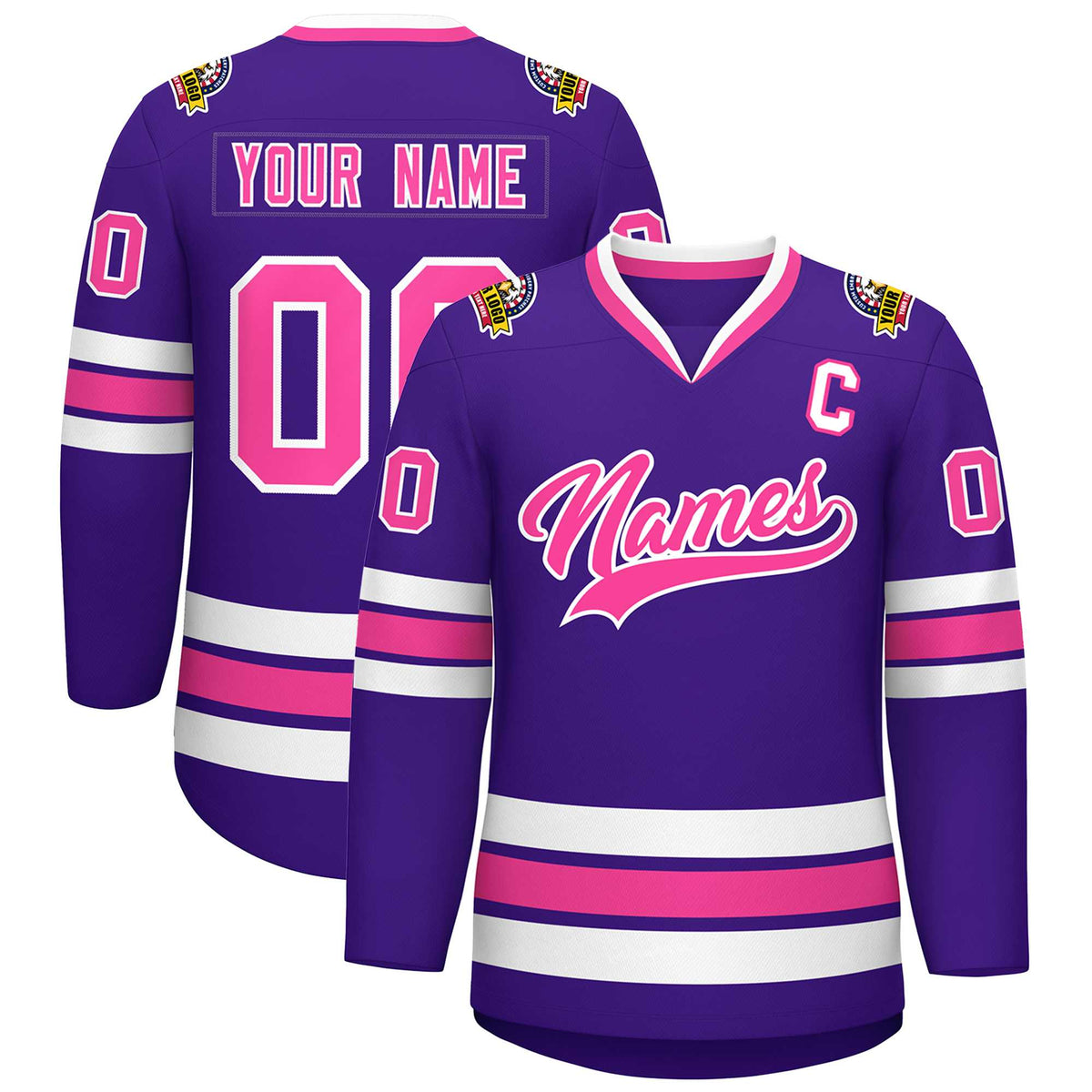 Custom Purple Pink-White Classic Style Hockey Jersey | KXKSHOP