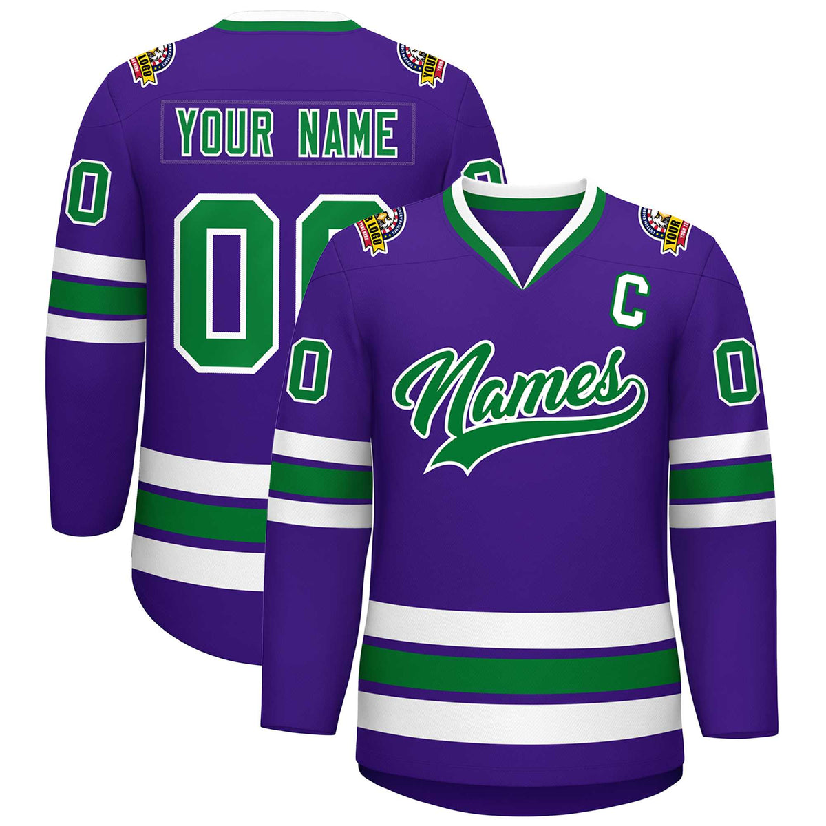 Custom Purple Kelly Green-White Classic Style Hockey Jersey | KXKSHOP