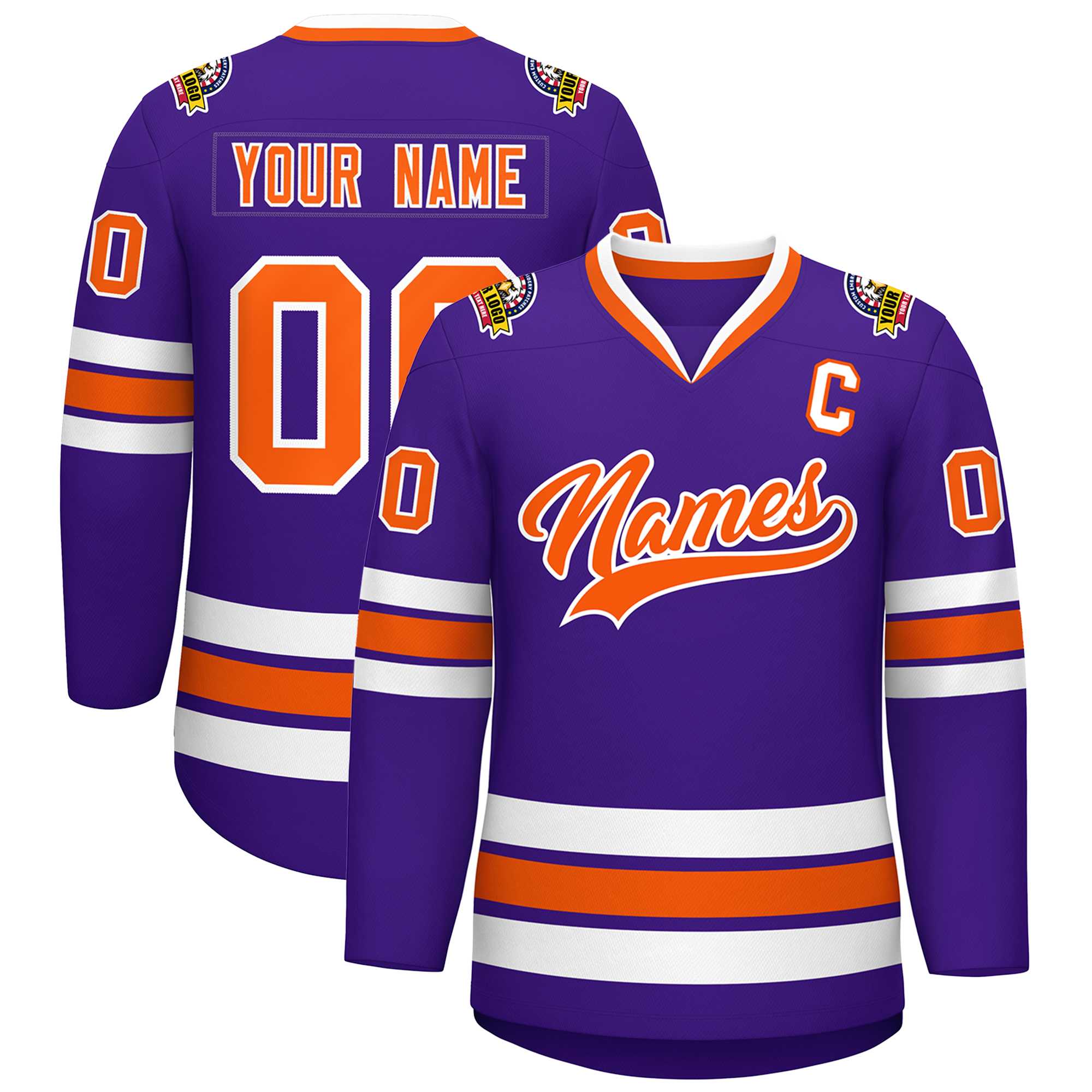 Custom Purple Orange-White Classic Style Hockey Jersey | KXKSHOP