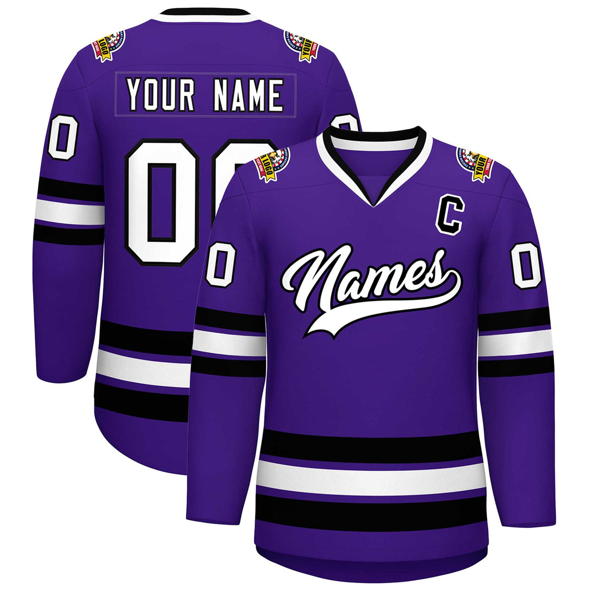 Custom Purple White-Black Classic Style Hockey Jersey | KXKSHOP