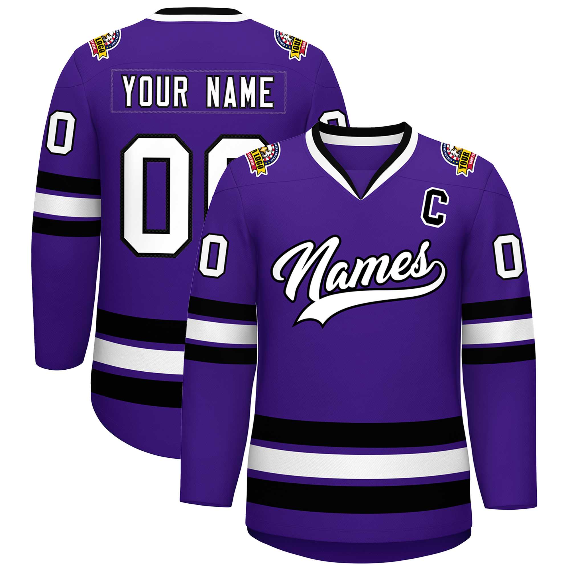 Custom Purple White-Black Classic Style Hockey Jersey | KXKSHOP