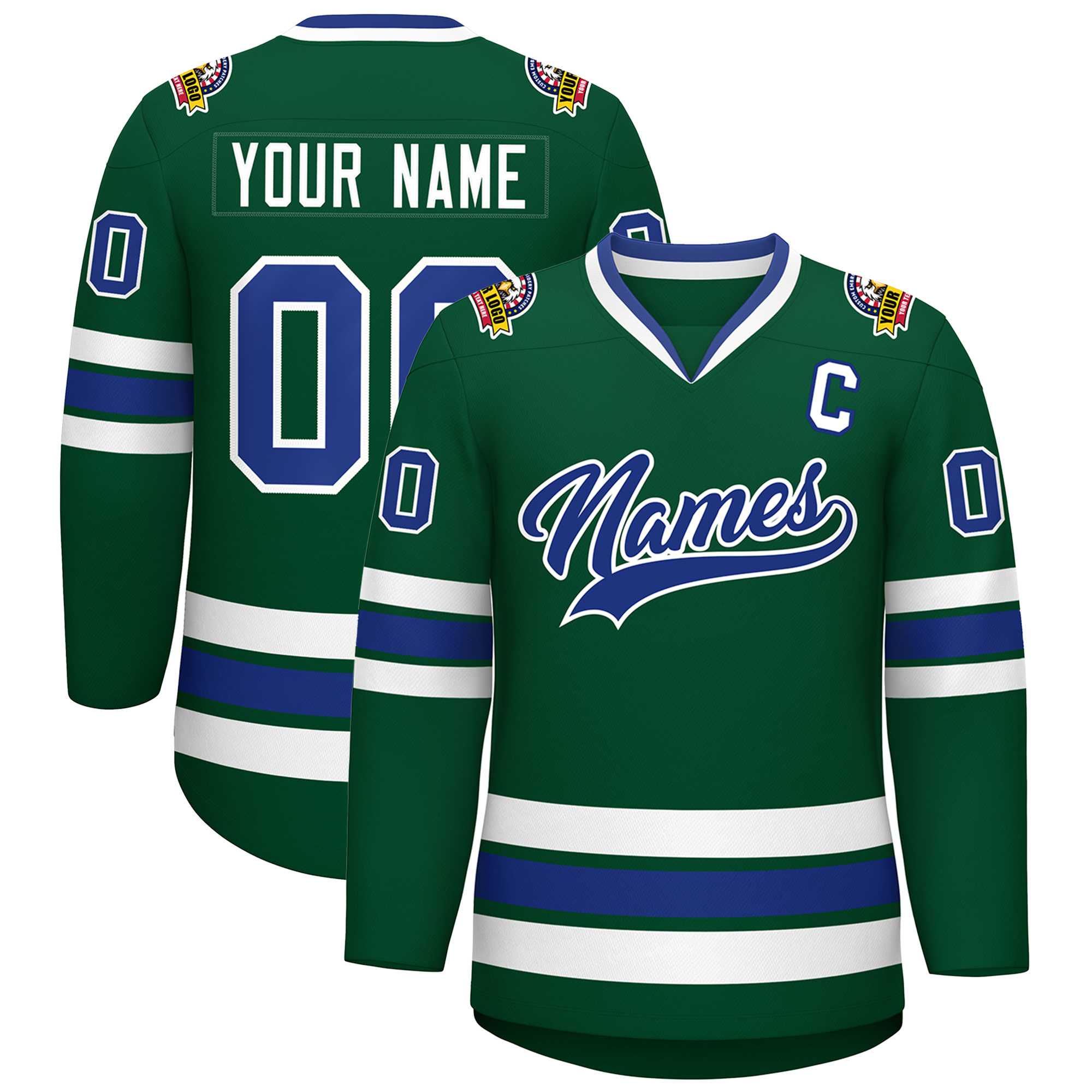 Custom Green Royal-White Classic Style Hockey Jersey | KXKSHOP