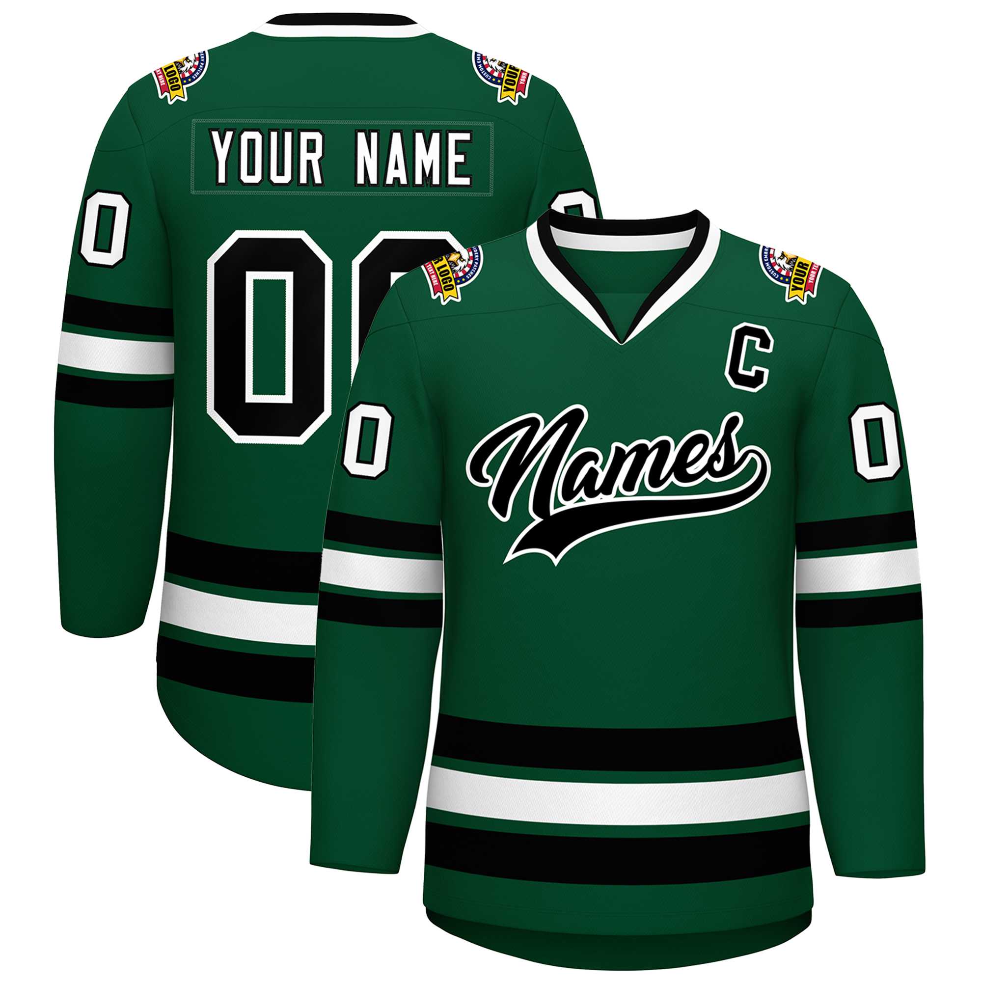 Custom Green Black-White Classic Style Hockey Jersey | KXKSHOP