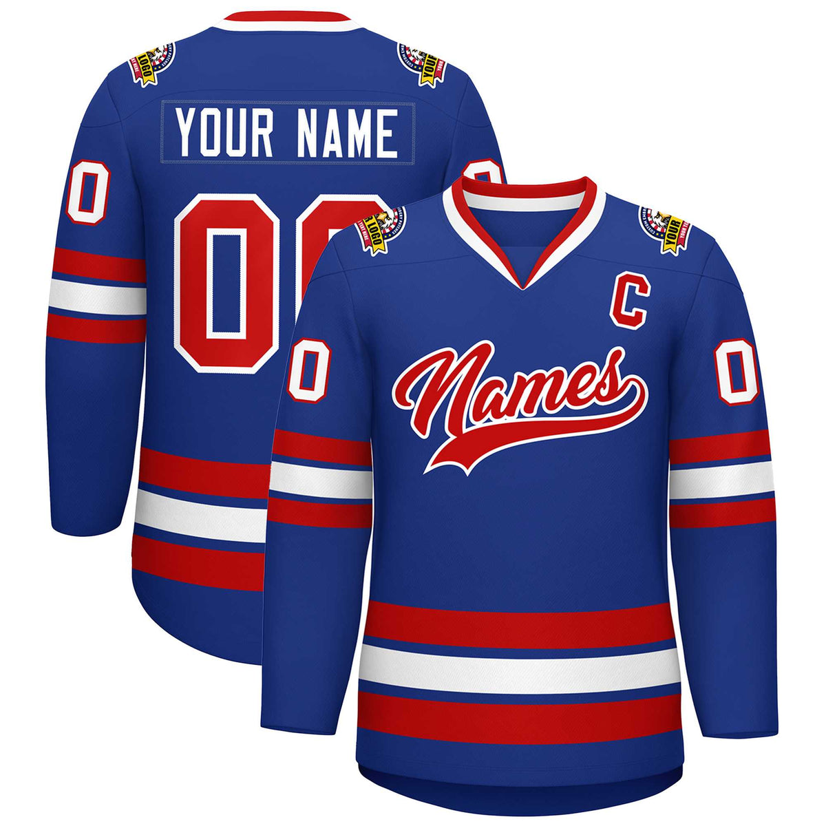 Custom Royal Red-White Classic Style Hockey Jersey | KXKSHOP