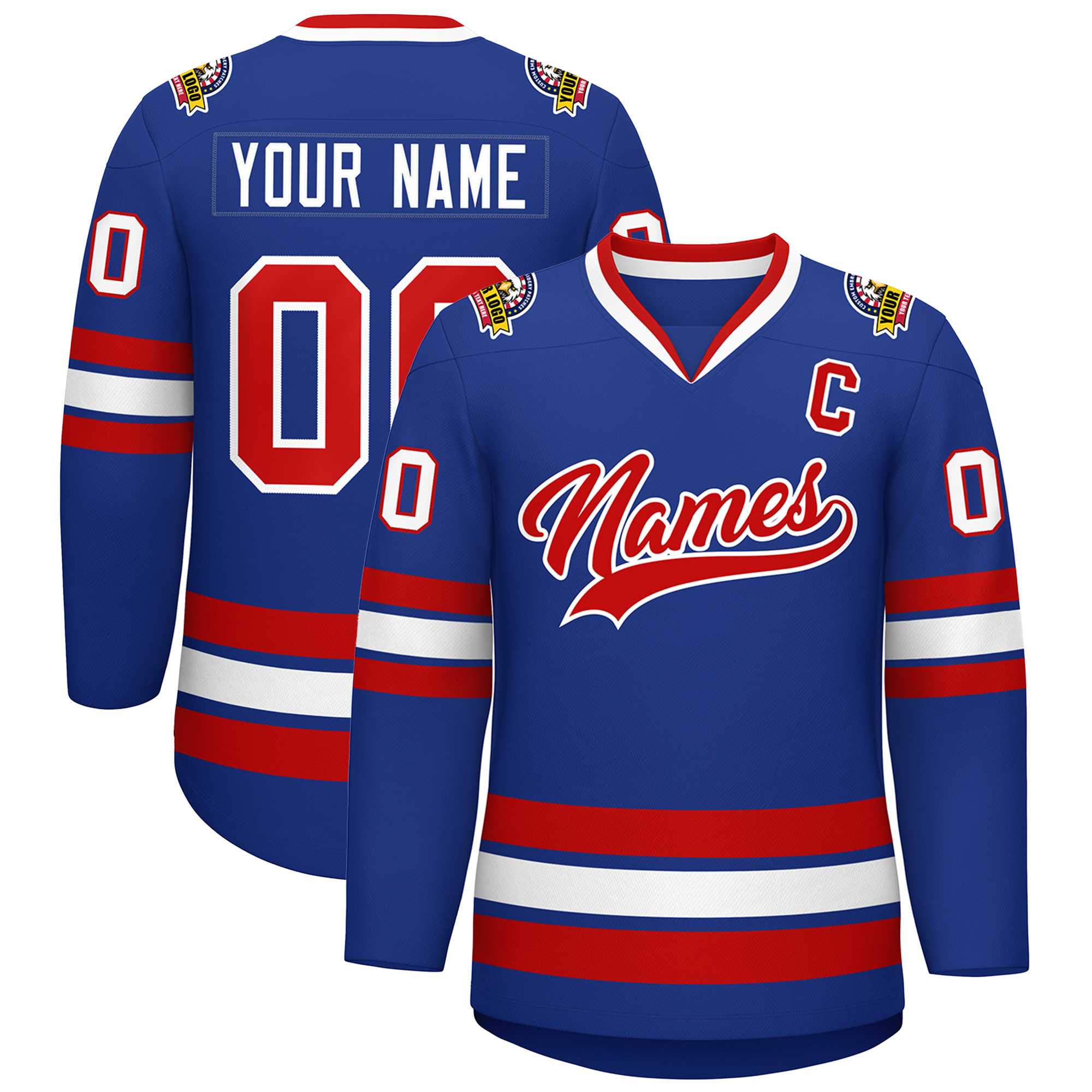 Custom Royal Red-White Classic Style Hockey Jersey | KXKSHOP
