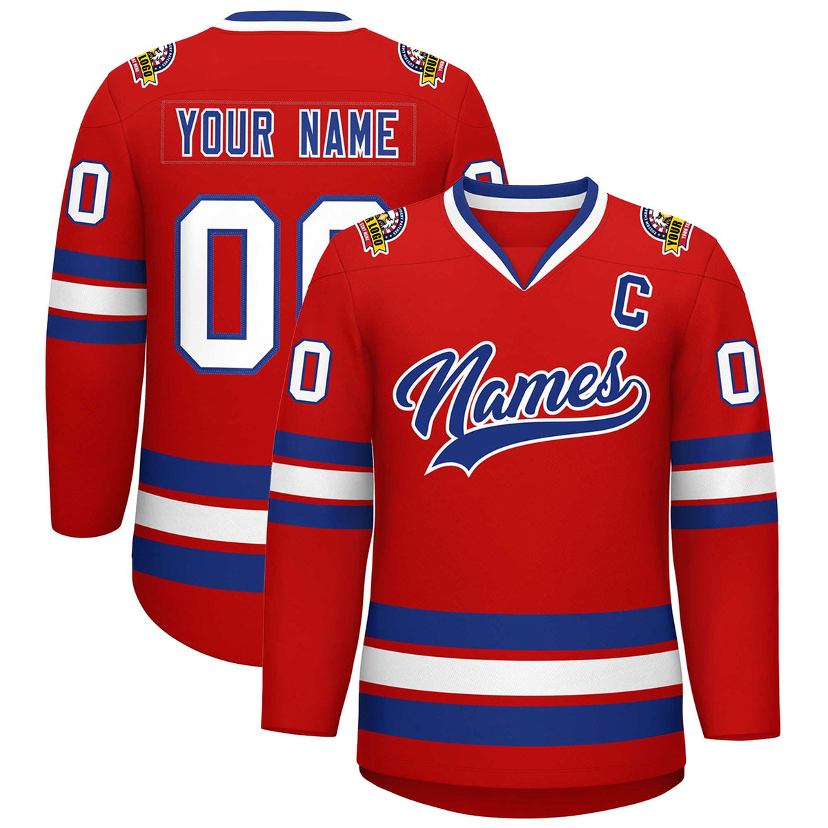 Custom Red Royal-White Classic Style Hockey Jersey | KXKSHOP