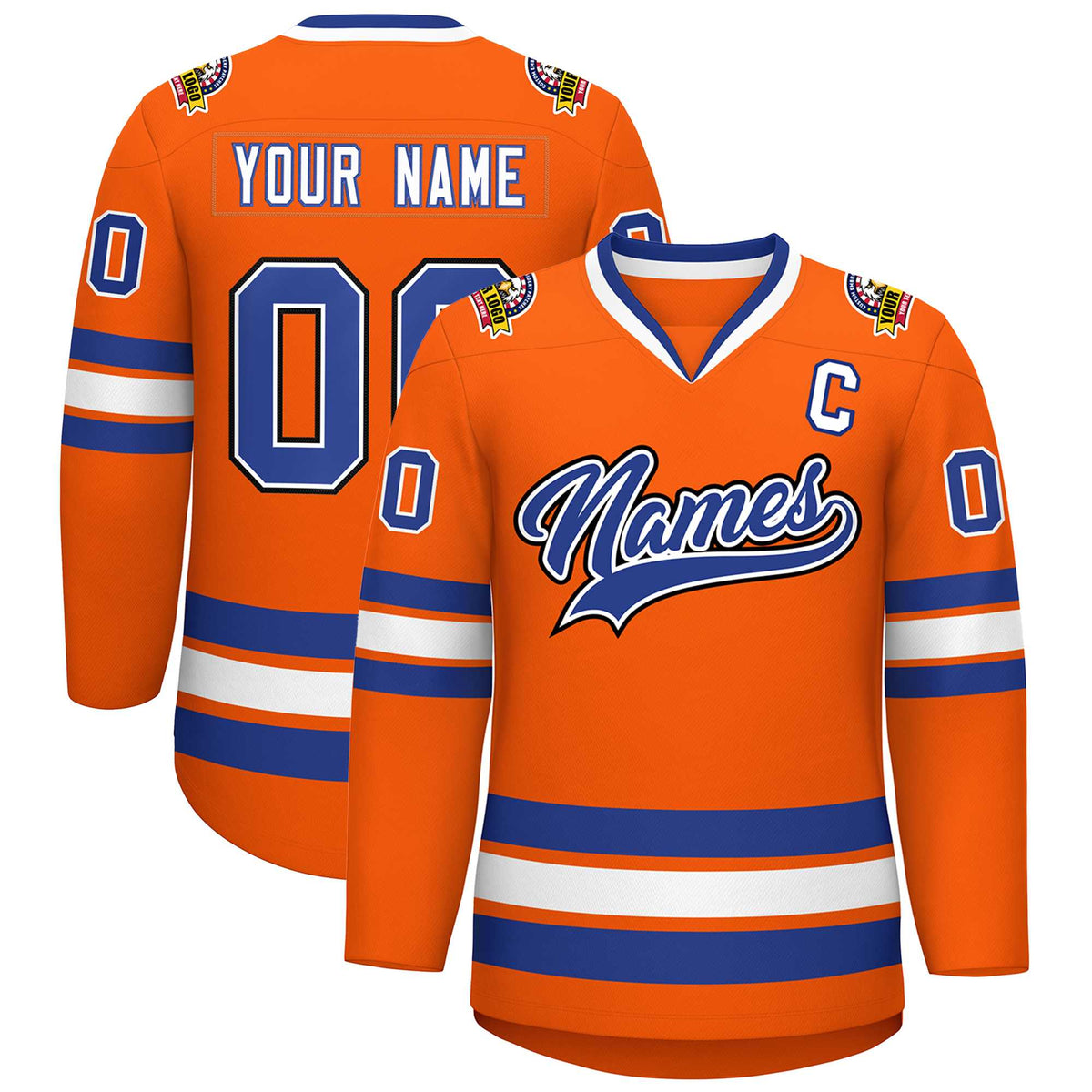Custom Orange Royal White-Black Classic Style Hockey Jersey | KXKSHOP