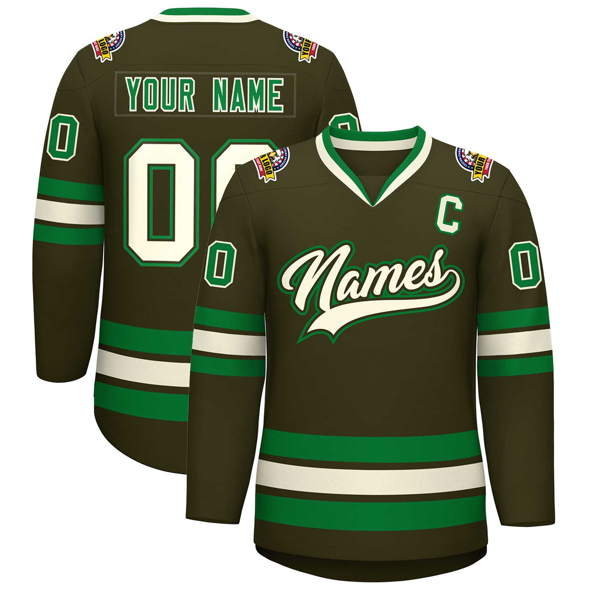 Custom Olive Khaki Olive-Kelly Green Classic Style Hockey Jersey | KXKSHOP