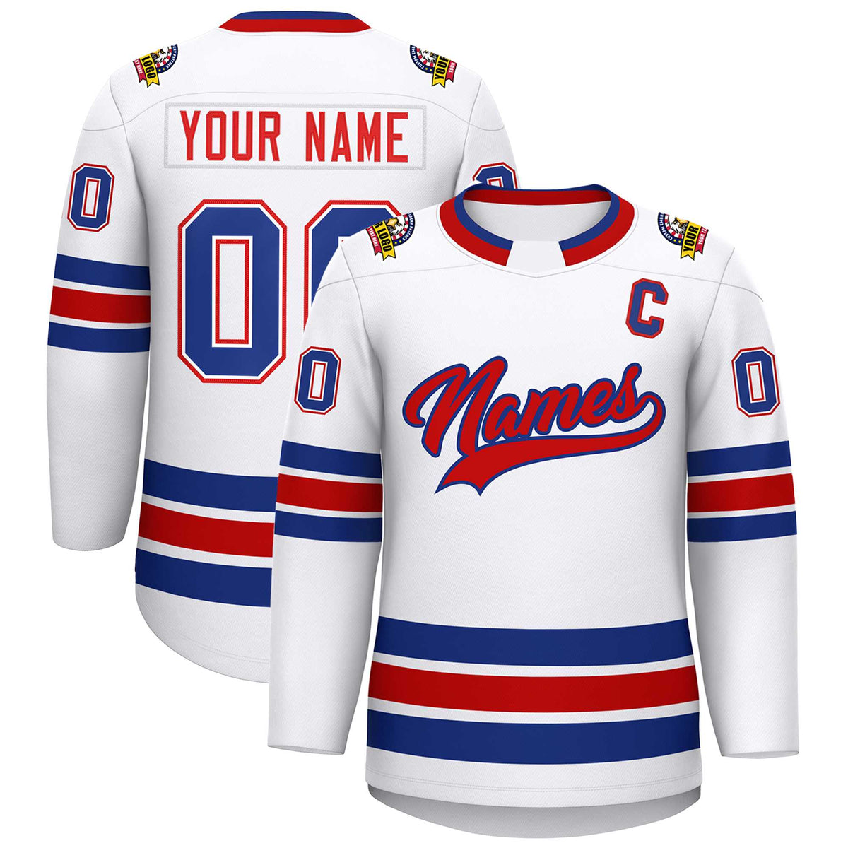 Custom White Red-Royal Classic Style Hockey Jersey | KXKSHOP