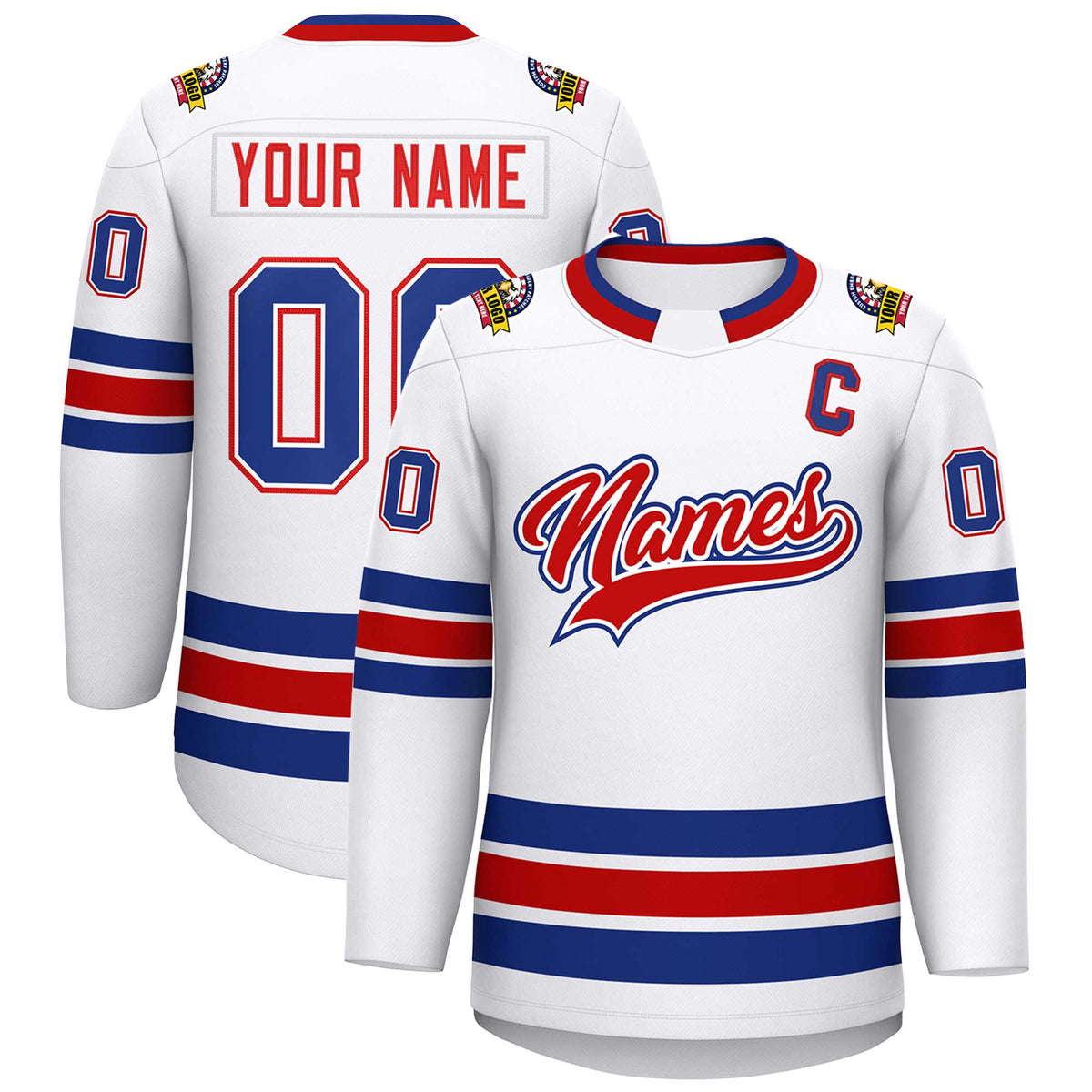 Custom White Red White-Royal Classic Style Hockey Jersey | KXKSHOP