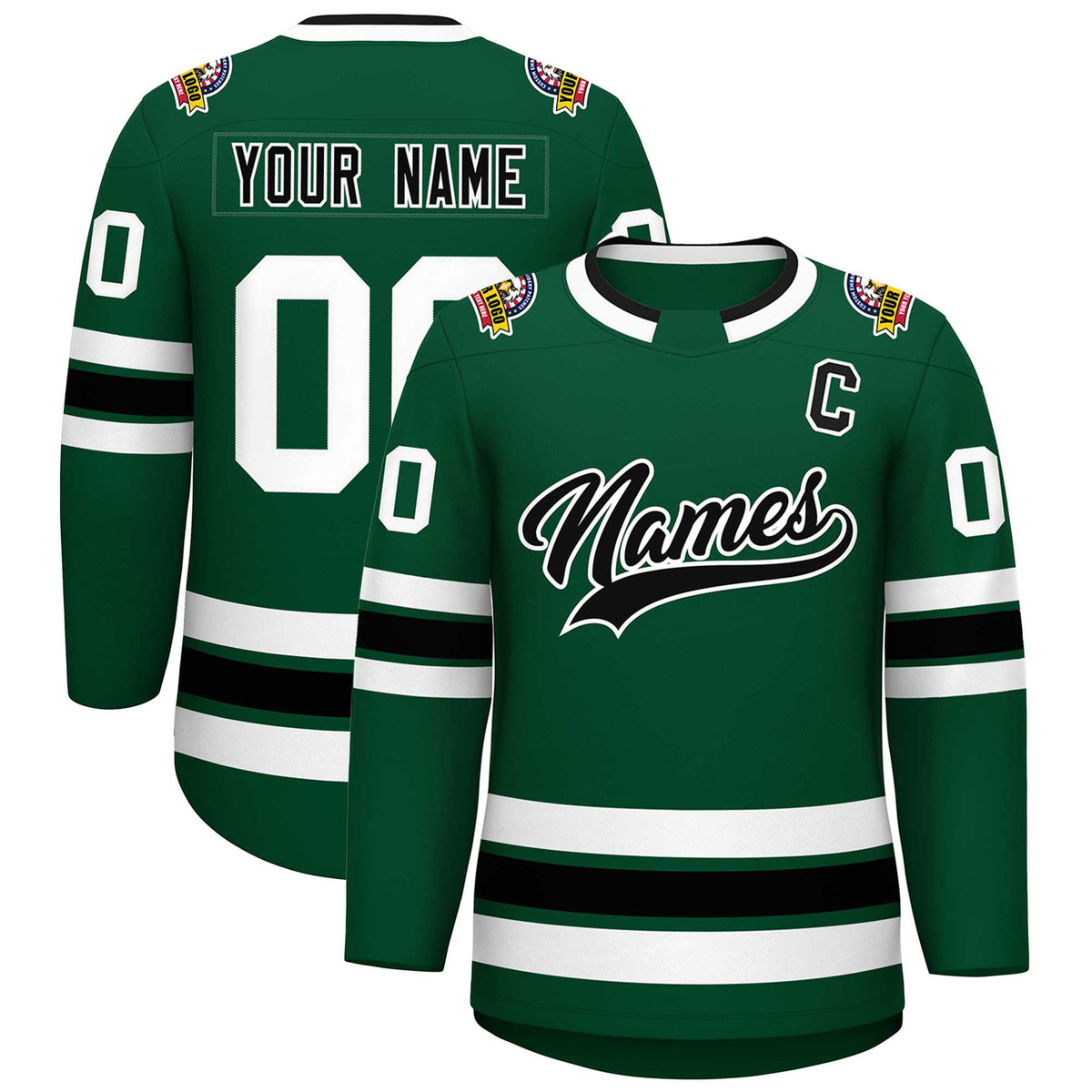 Custom Green Black-White Classic Style Hockey Jersey | KXKSHOP