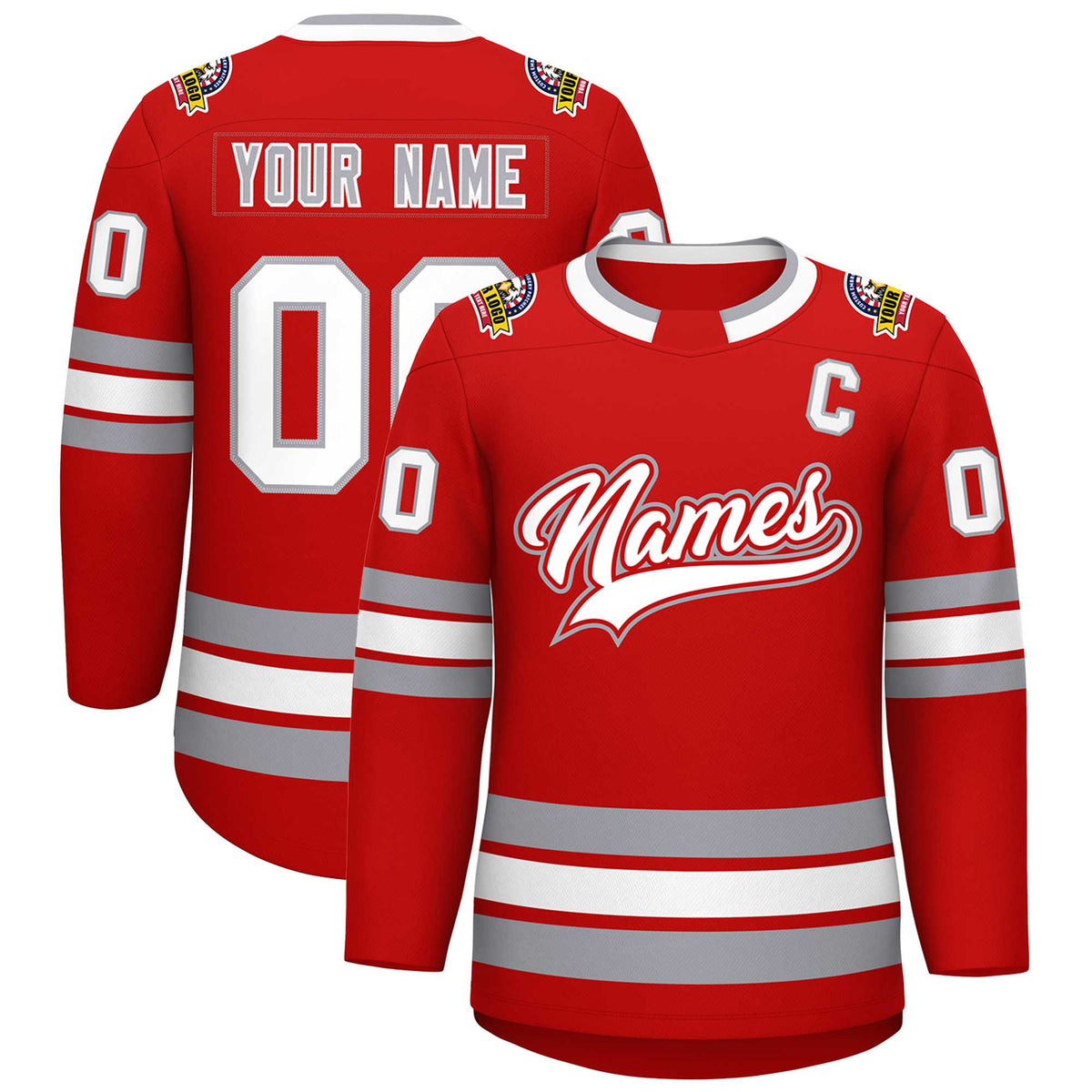Custom Red White Red-Gray Classic Style Hockey Jersey | KXKSHOP