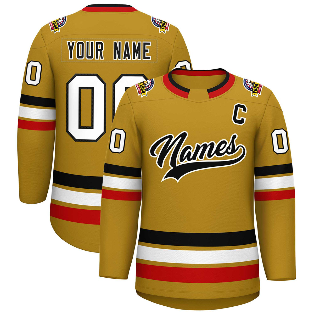 Custom Old Gold Black-White Classic Style Hockey Jersey | KXKSHOP