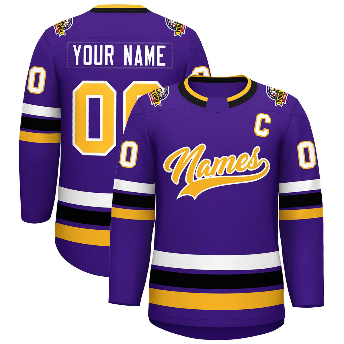 Custom Purple Gold-White Classic Style Hockey Jersey | KXKSHOP
