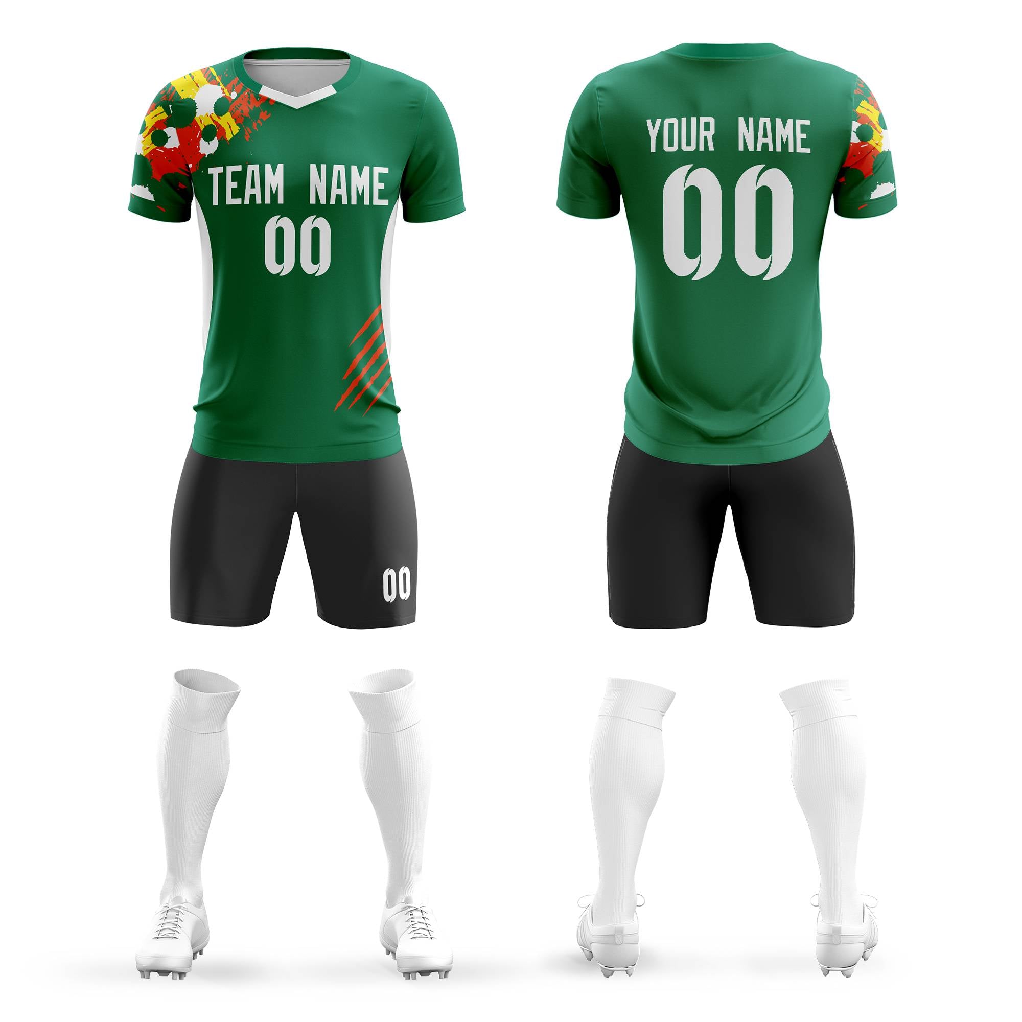 Custom Green White Outdoor Sport Football Kit Shirt | KXKSHOP
