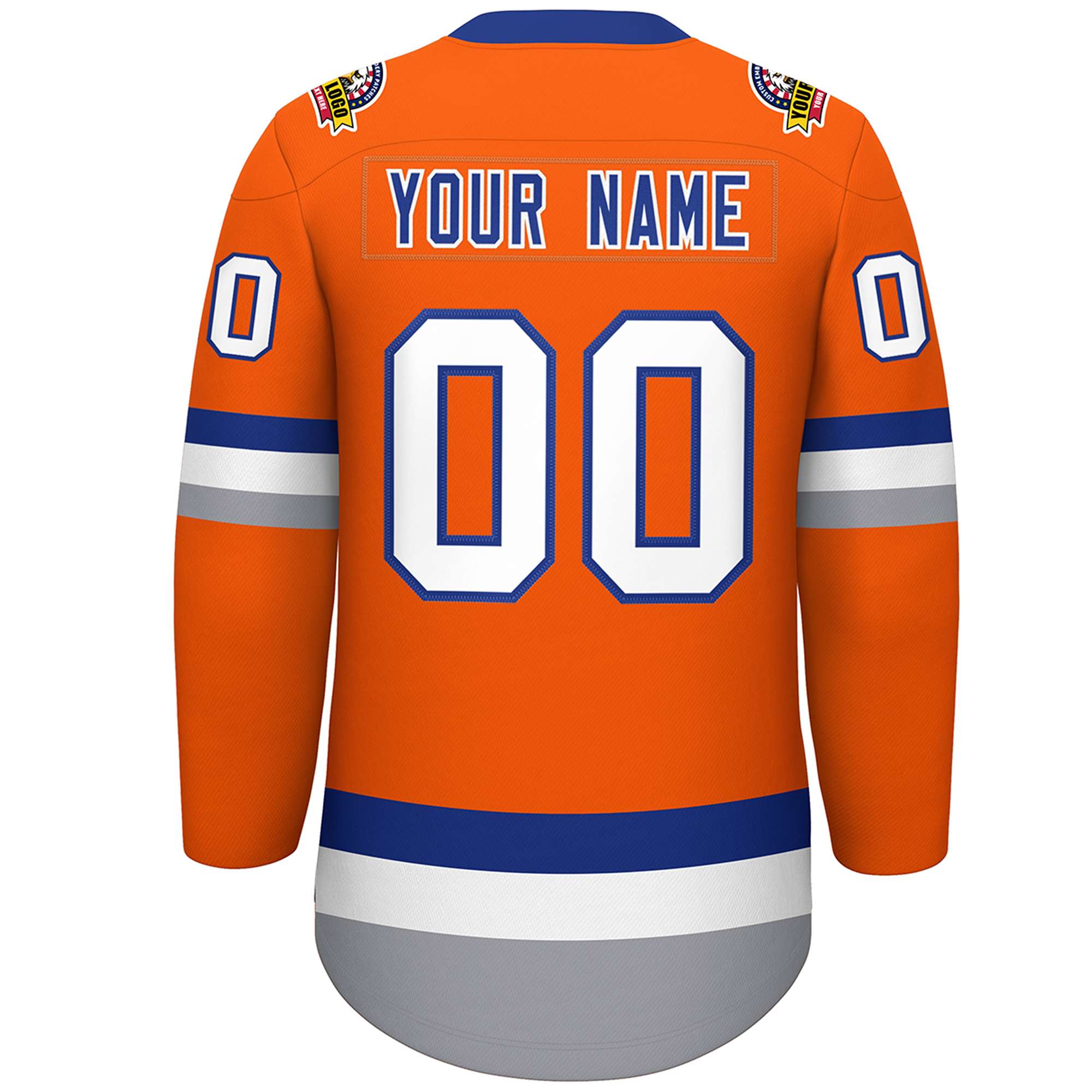 Custom Orange Royal-White Lace-Up Neck Hockey Jersey | KXKSHOP