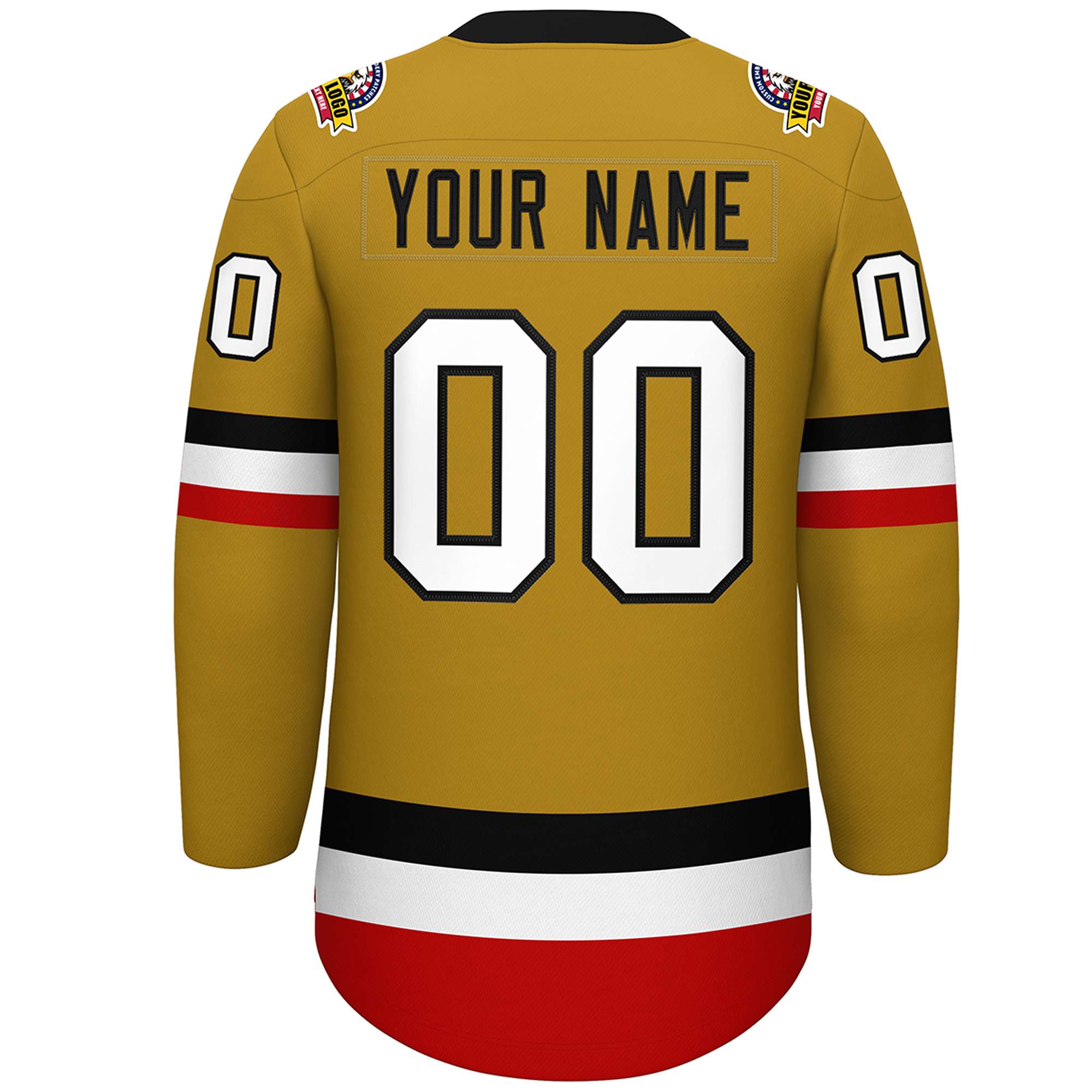 Custom Old Gold Black-White Lace-Up Neck Hockey Jersey | KXKSHOP