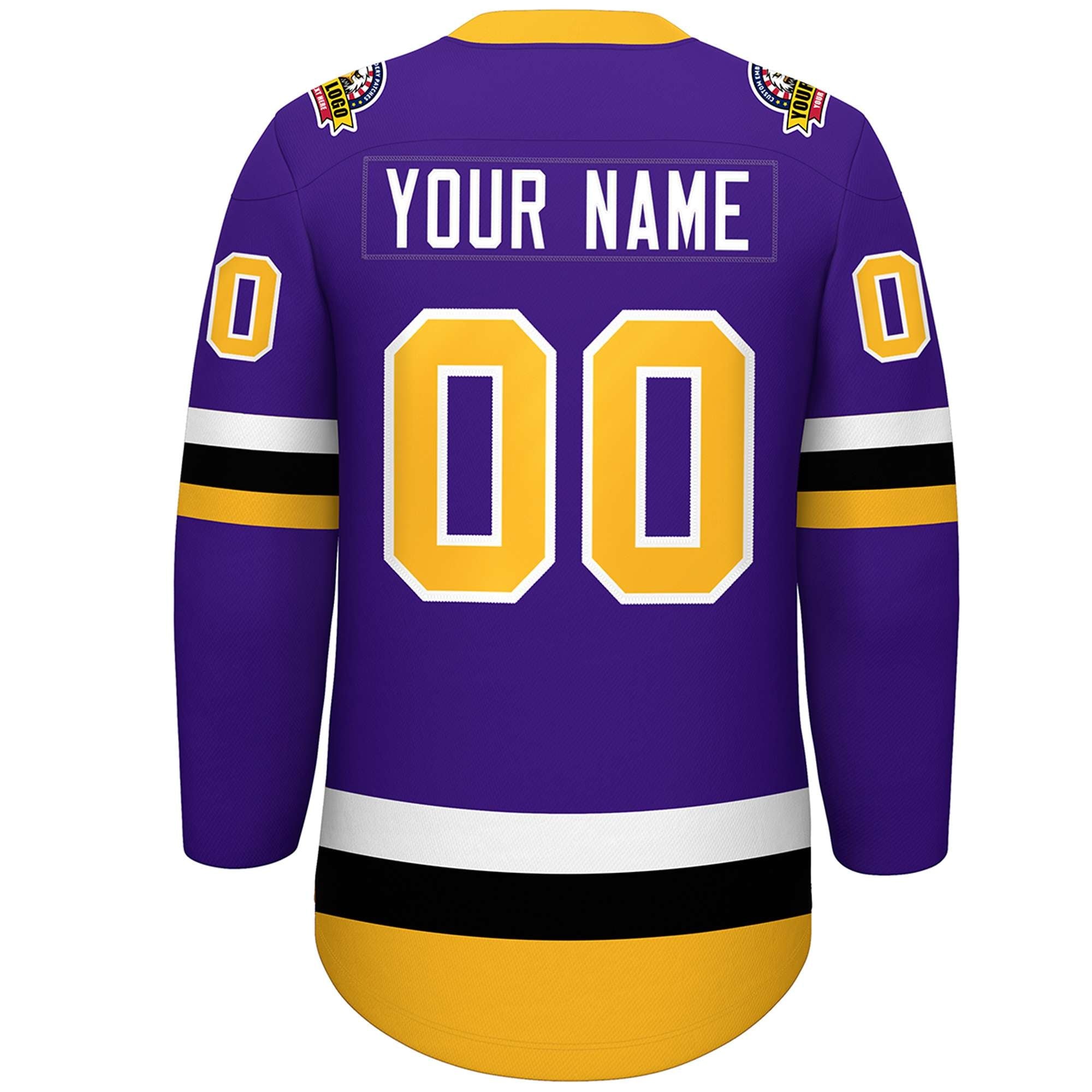 Custom Purple Gold-White Lace-Up Neck Hockey Jersey | KXKSHOP