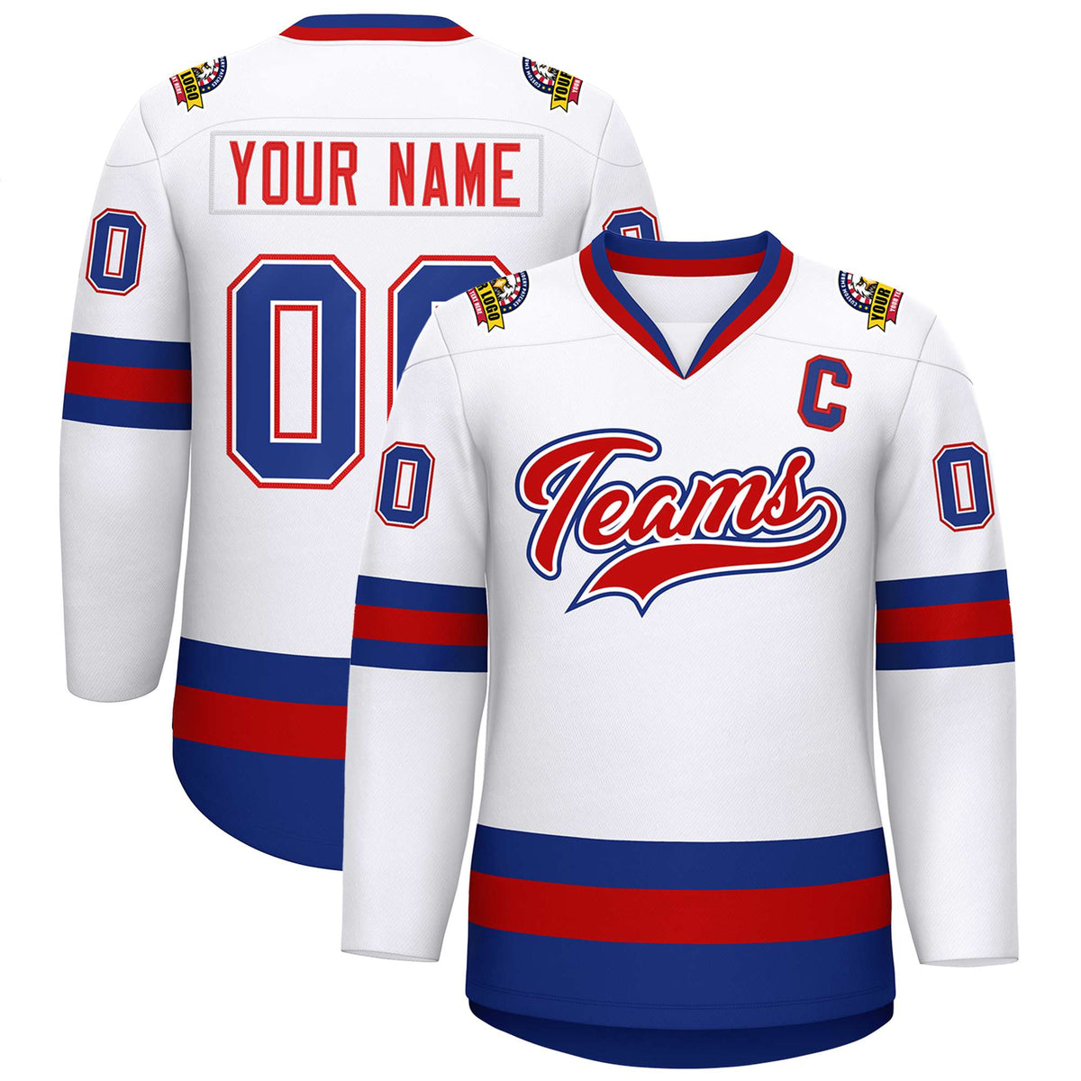 Custom White Red-White Classic Style Hockey Jersey | KXKSHOP