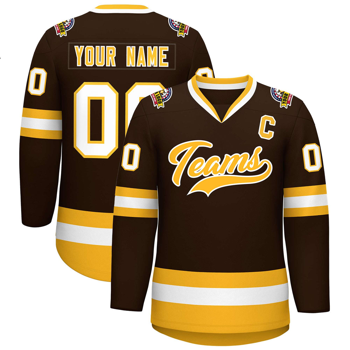 Custom Brown Gold-White Classic Style Hockey Jersey | KXKSHOP