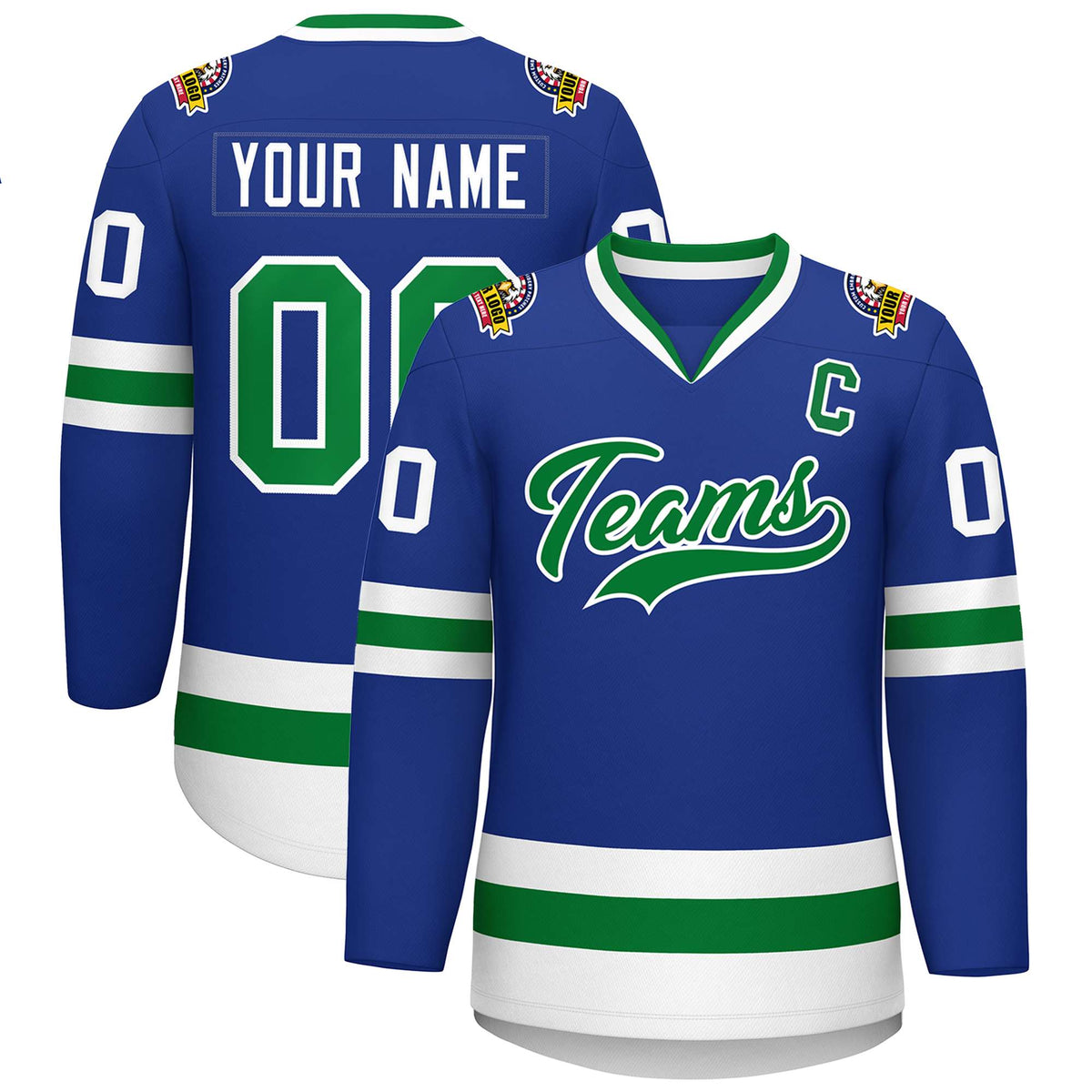 Custom Royal Kelly Green-White Classic Style Hockey Jersey | KXKSHOP