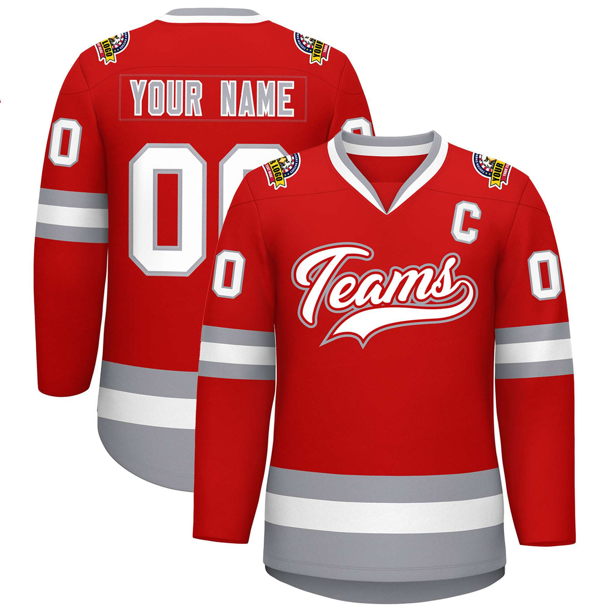 Custom Red White Red-Gray Classic Style Hockey Jersey | KXKSHOP