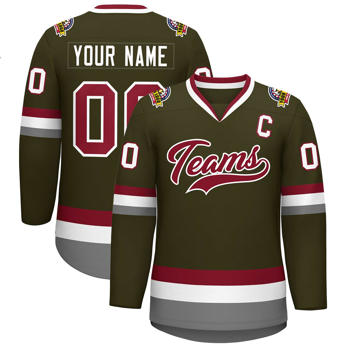 Custom Olive Crimson-White Classic Style Hockey Jersey | KXKSHOP