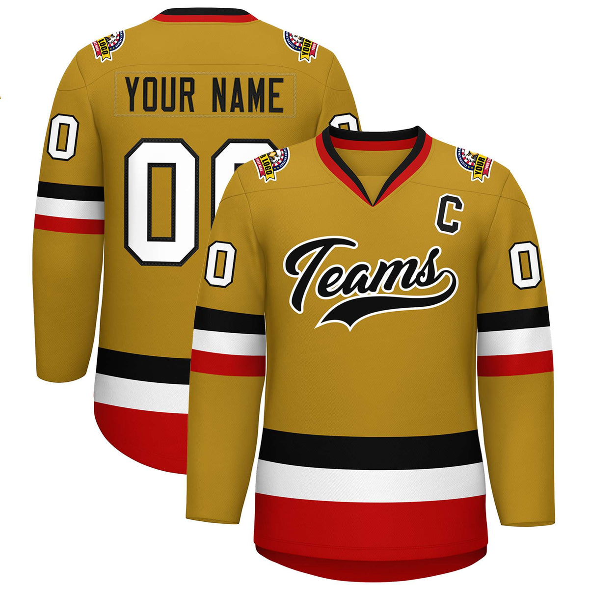 Custom Old Gold Black-White Classic Style Hockey Jersey | KXKSHOP
