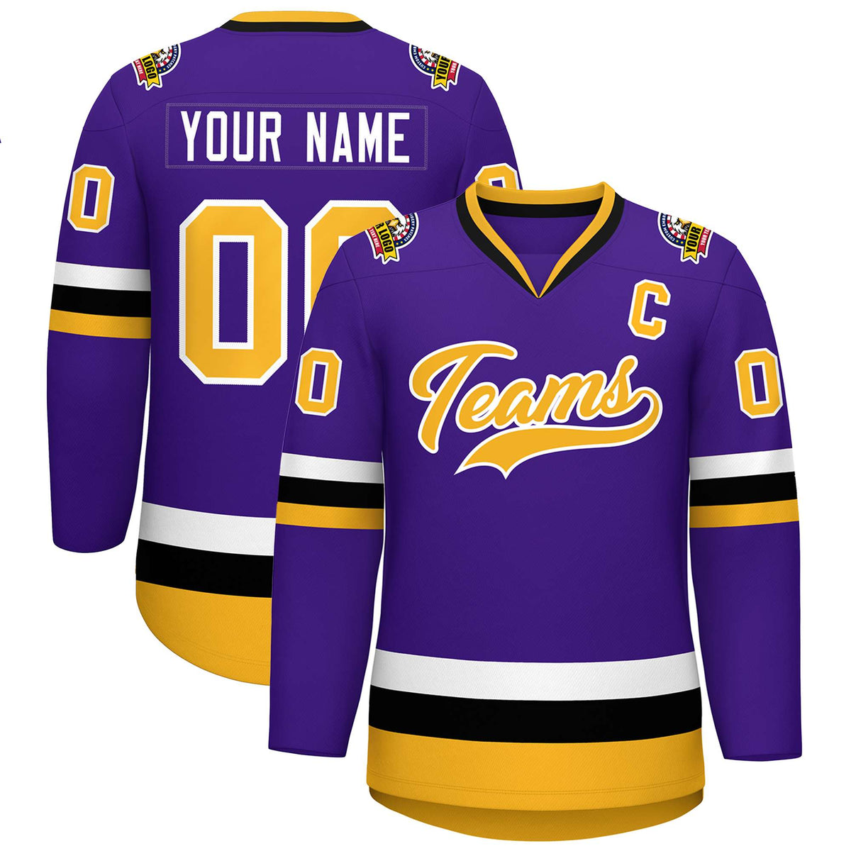 Custom Purple Gold-White Classic Style Hockey Jersey | KXKSHOP