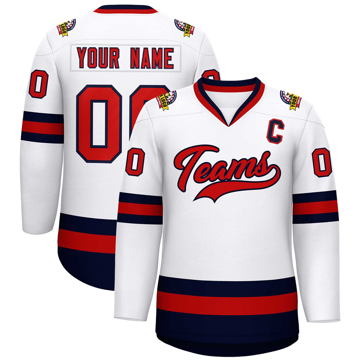 Custom White Red-Navy Classic Style Hockey Jersey | KXKSHOP