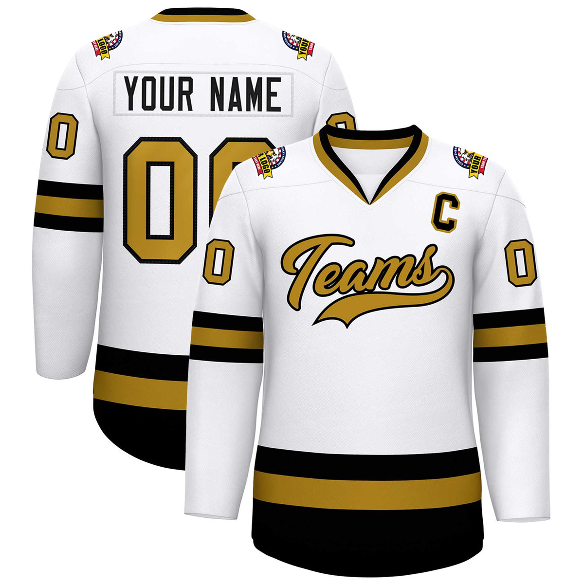 Custom White Old Gold-Black Classic Style Hockey Jersey | KXKSHOP