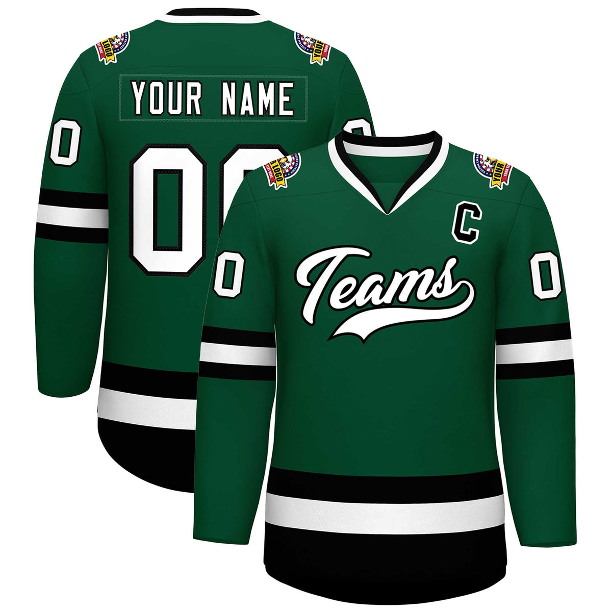 Custom Green White-Black Classic Style Hockey Jersey | KXKSHOP
