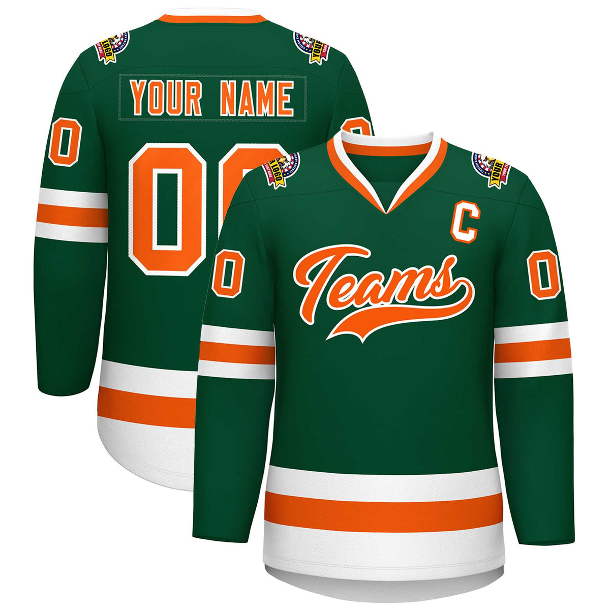 Custom Green Orange-White Classic Style Hockey Jersey | KXKSHOP
