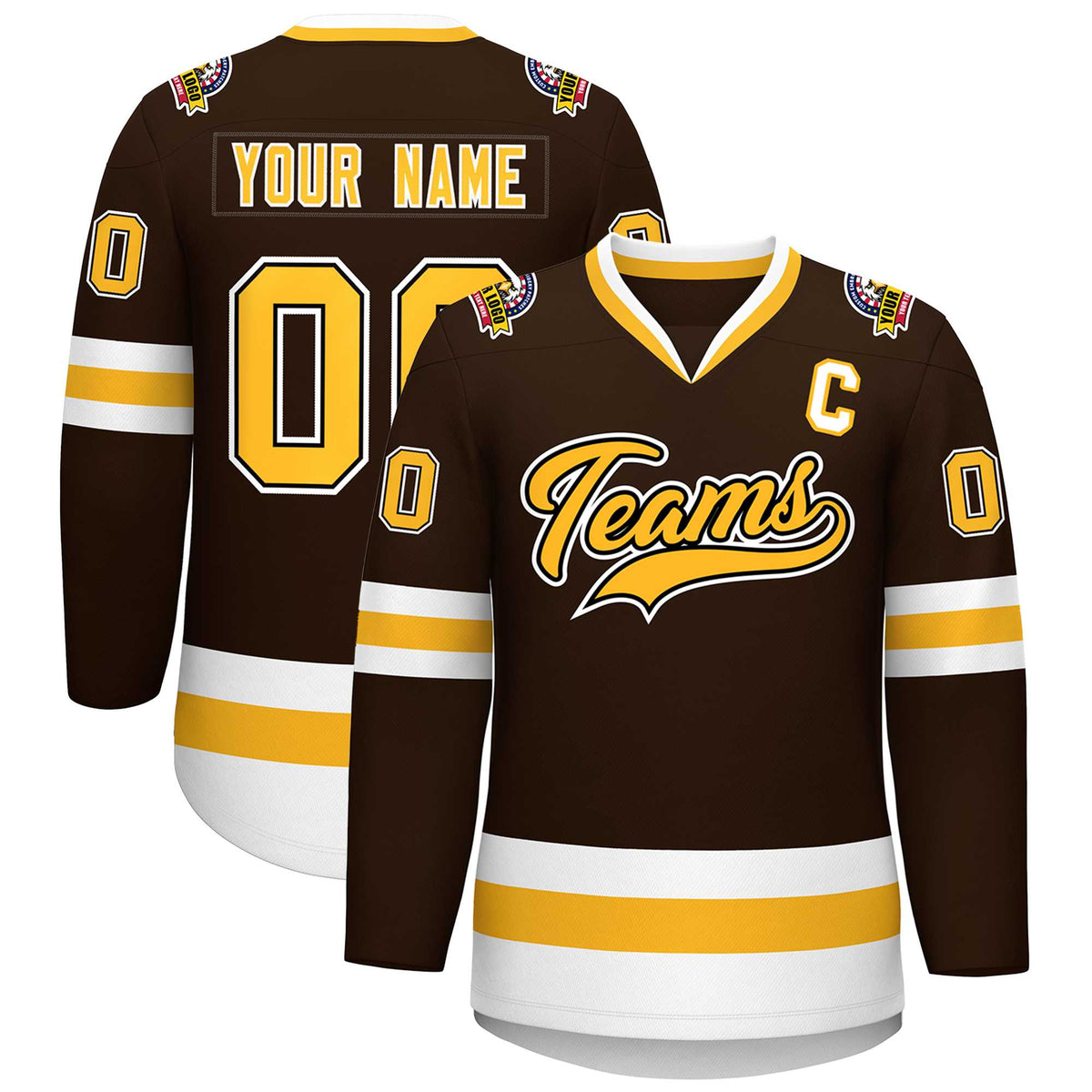 Custom Brown Gold Black-White Classic Style Hockey Jersey | KXKSHOP