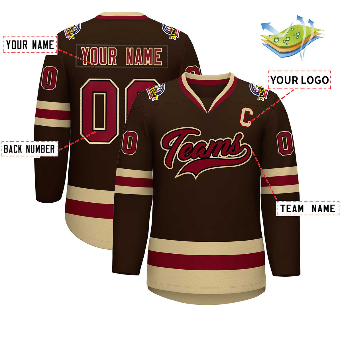 Custom Brown Crimson-Black Classic Style Hockey Jersey | KXKSHOP
