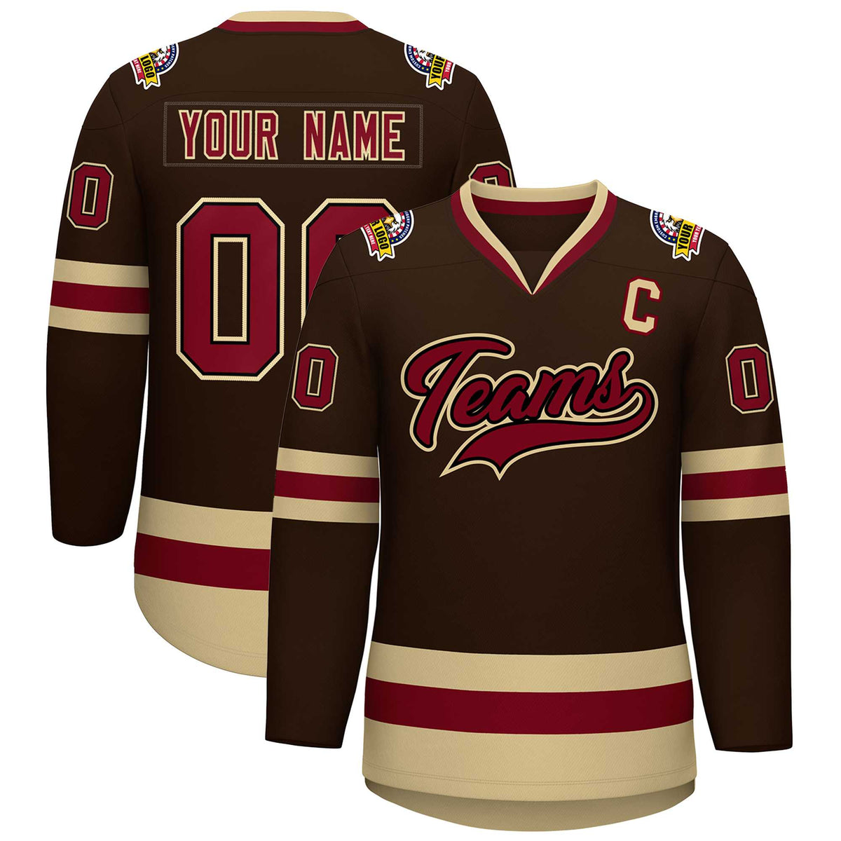 Custom Brown Crimson-Black Classic Style Hockey Jersey | KXKSHOP