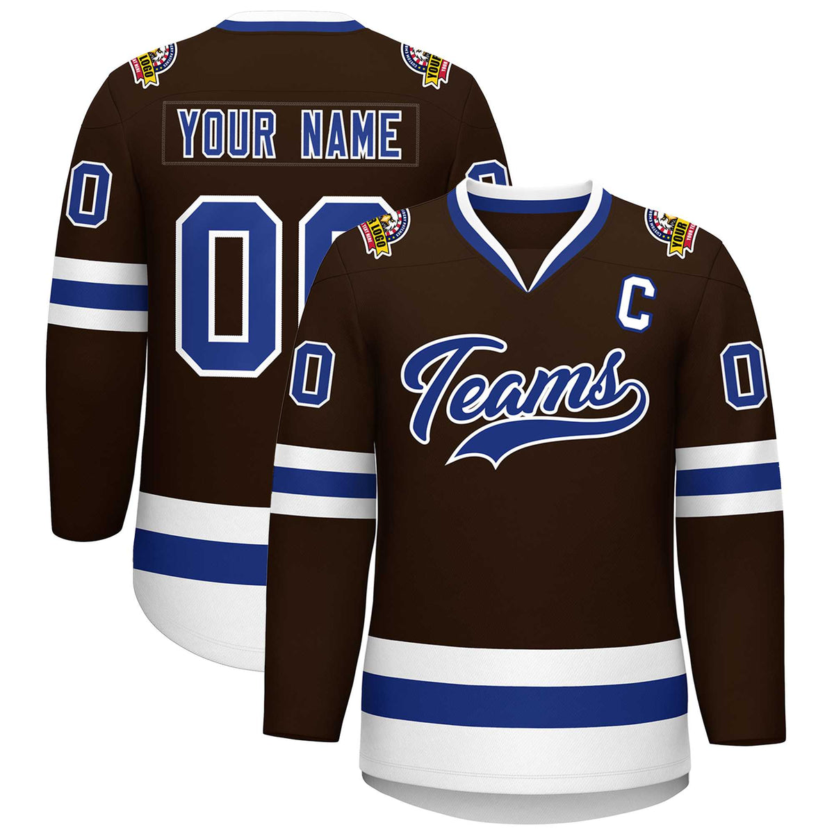 Custom Brown Royal-White Classic Style Hockey Jersey | KXKSHOP
