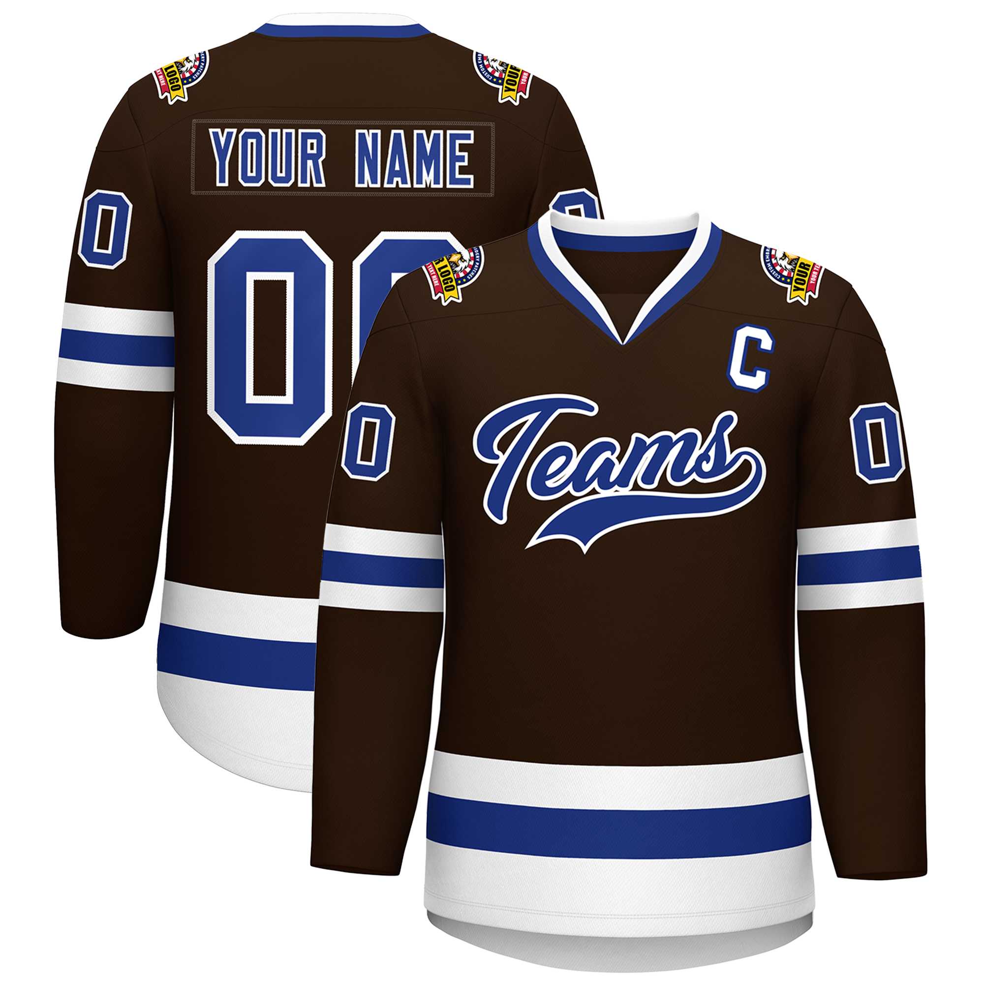 Custom Brown Royal-White Classic Style Hockey Jersey | KXKSHOP