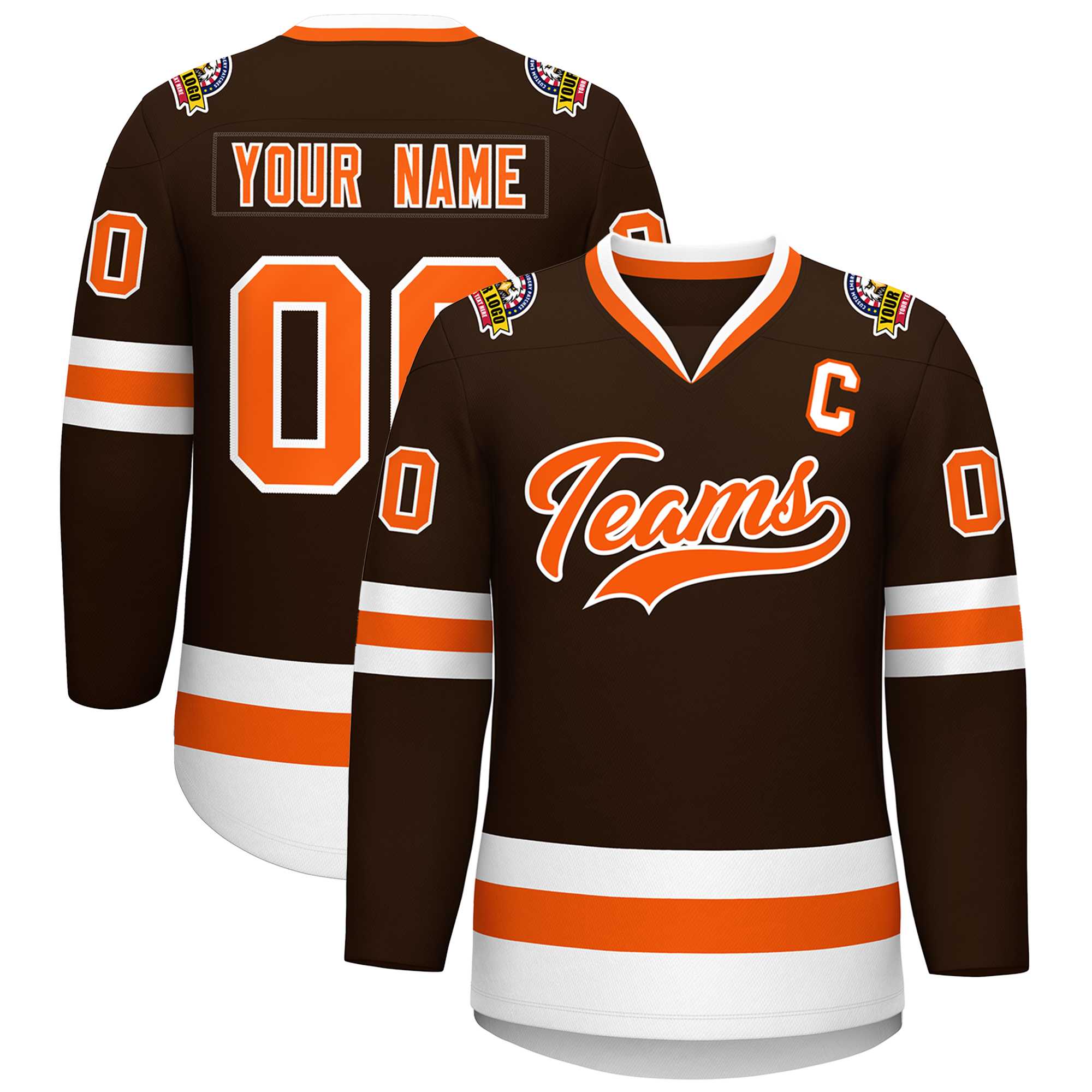 Custom Brown Orange-White Classic Style Hockey Jersey | KXKSHOP