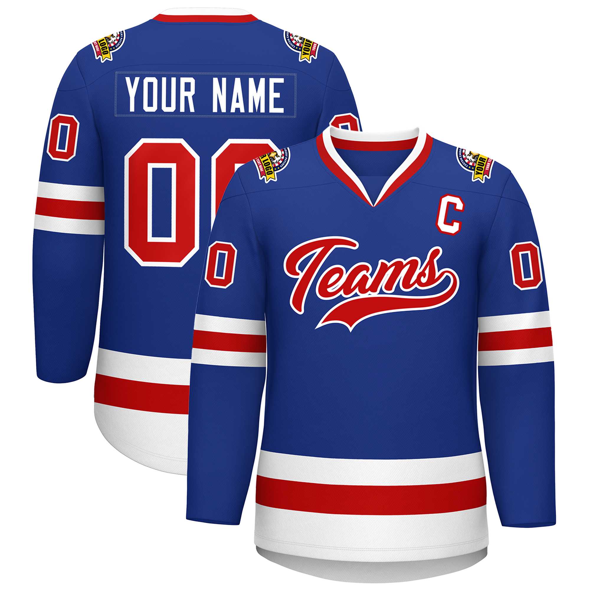 Custom Royal Red-White Classic Style Hockey Jersey | KXKSHOP