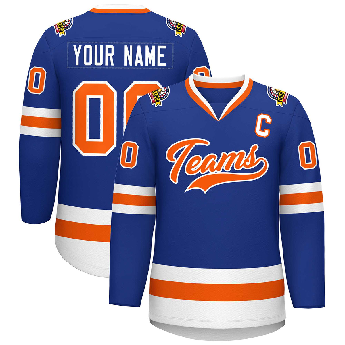Custom Royal Orange-White Classic Style Hockey Jersey | KXKSHOP