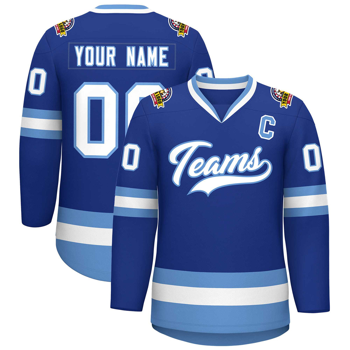 Custom Royal White-Light Blue Classic Style Hockey Jersey | KXKSHOP
