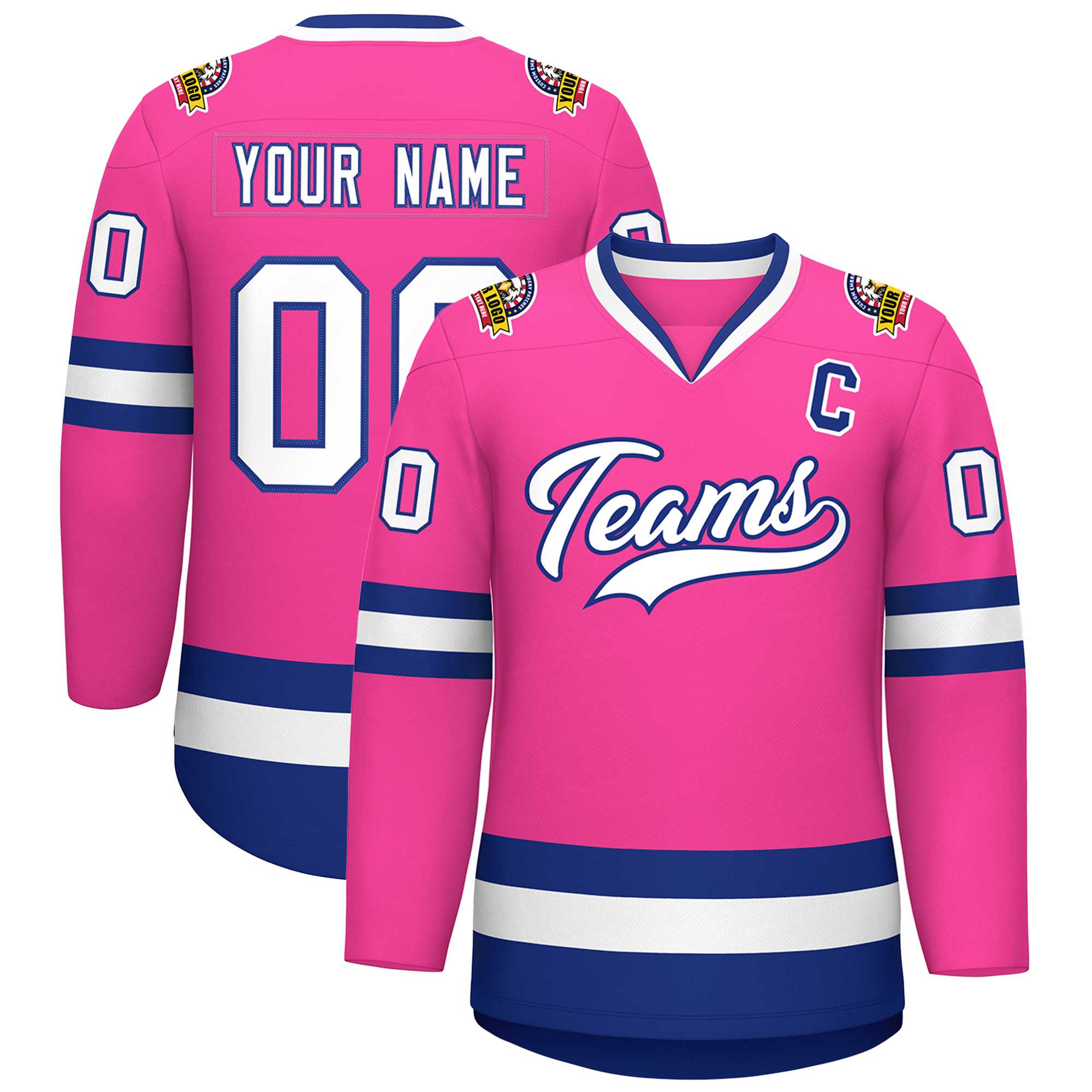 Custom Pink White-Royal Classic Style Hockey Jersey | KXKSHOP