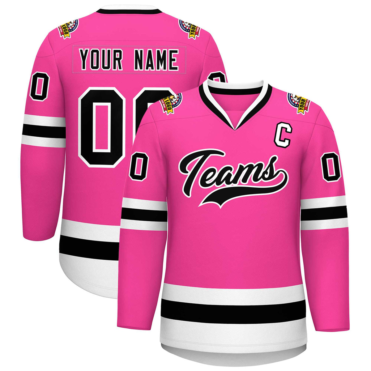 Custom Pink Black-White Classic Style Hockey Jersey | KXKSHOP
