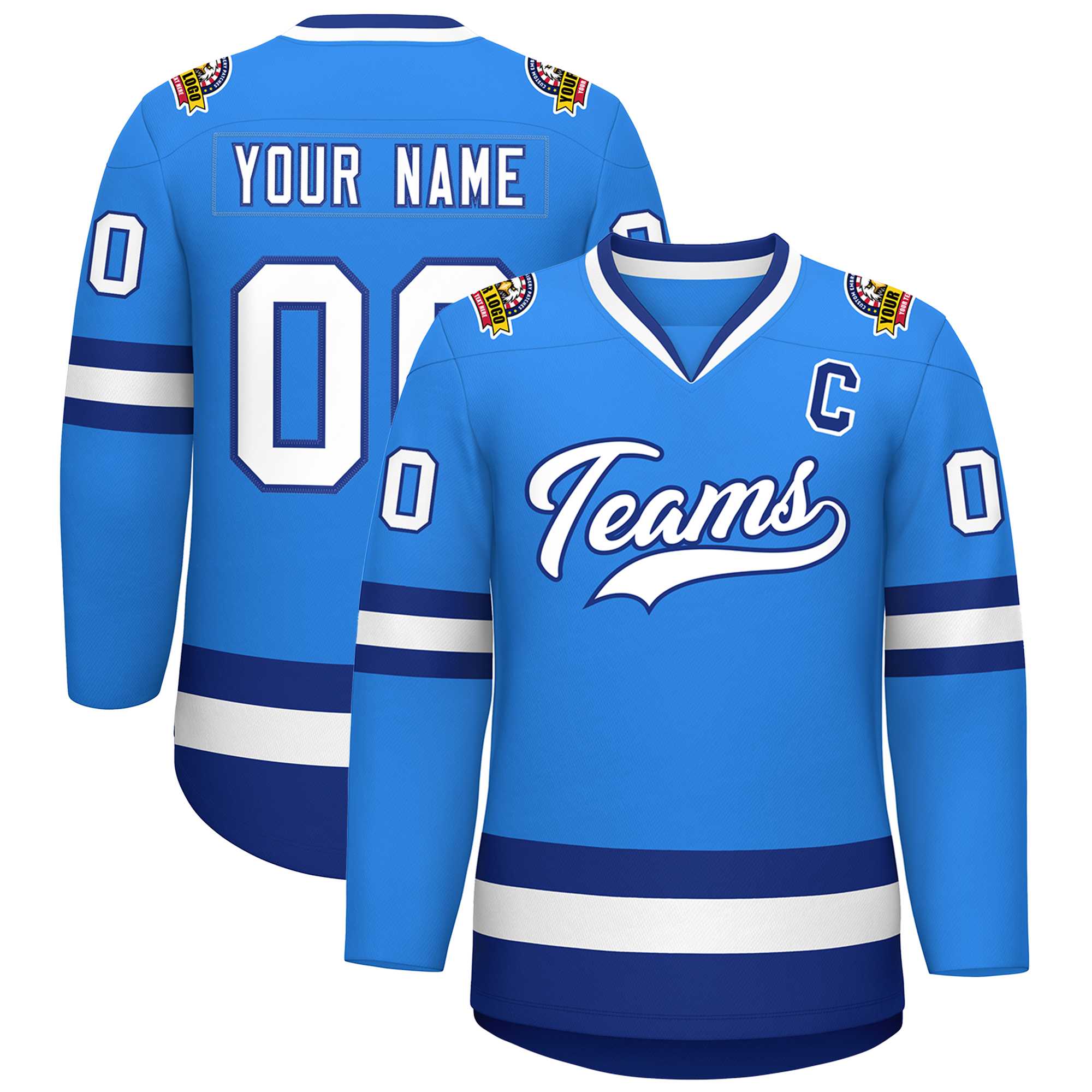 Custom Powder Blue White-Royal Classic Style Hockey Jersey | KXKSHOP