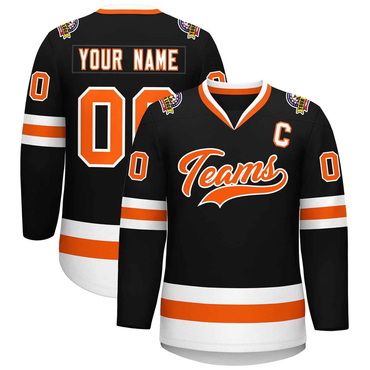 Custom Black Orange-White Classic Style Hockey Jersey | KXKSHOP